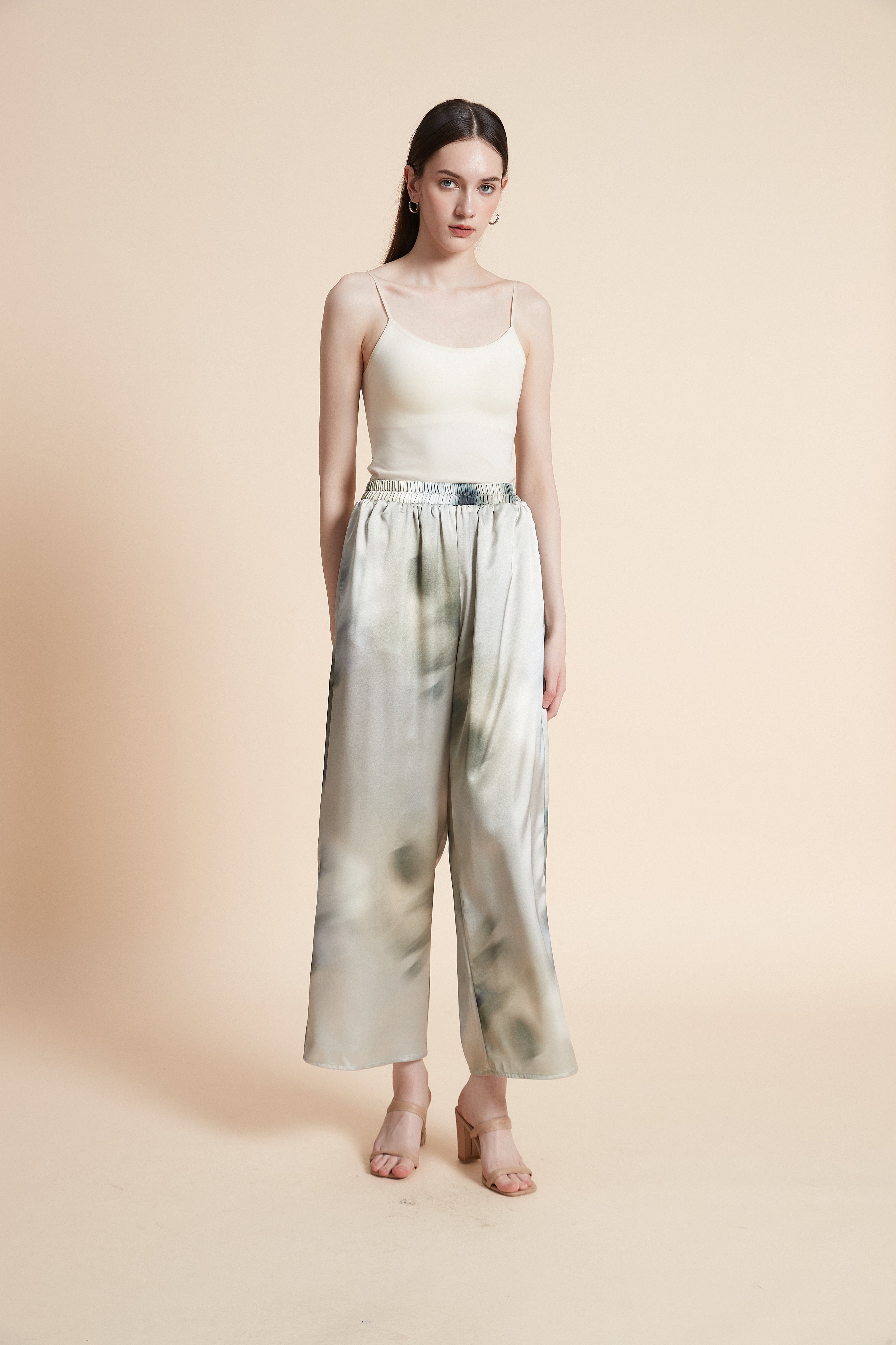 Printed Wide-Leg Trousers