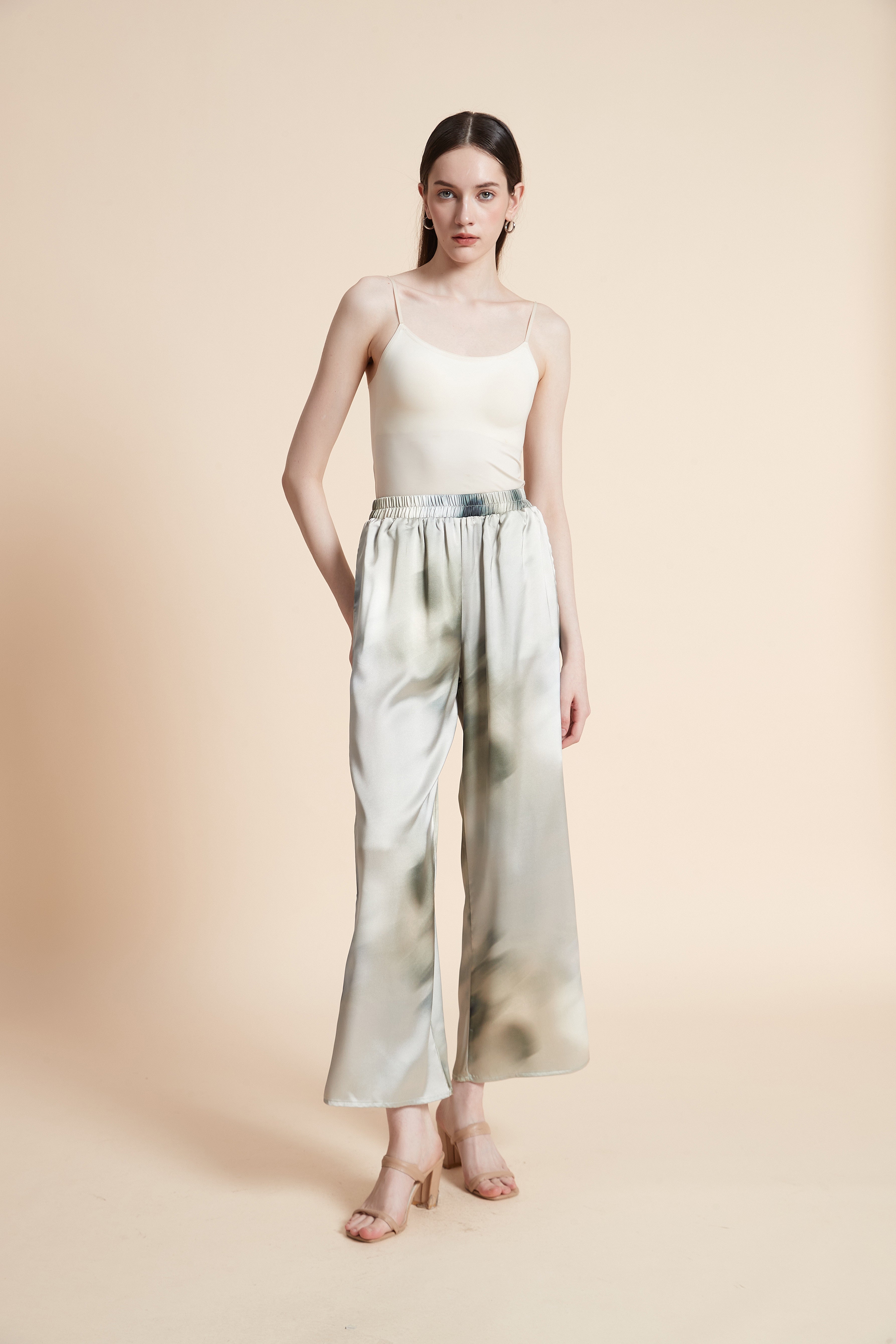 Printed Wide-Leg Trousers
