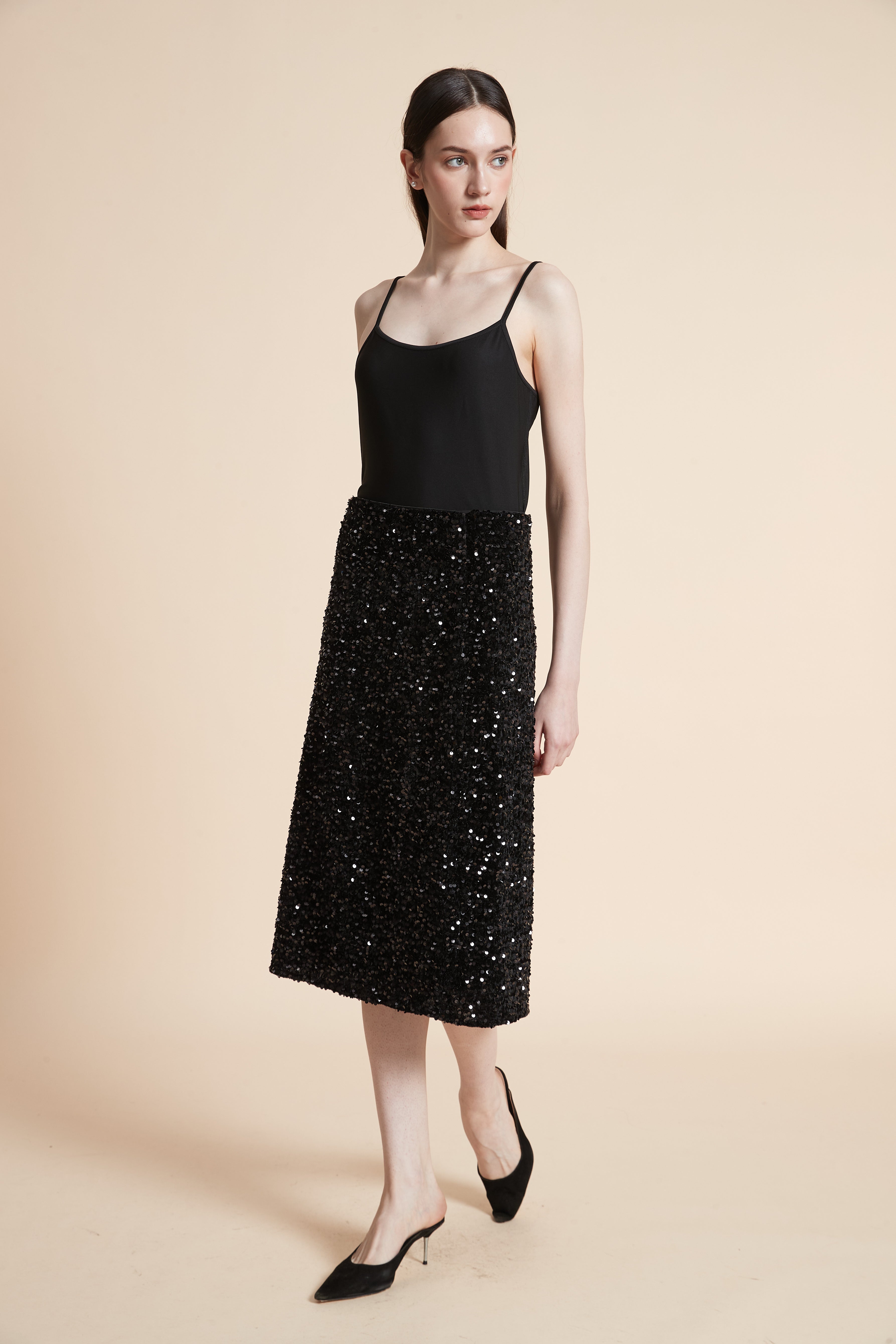 Shiny Printed Midi Skirt