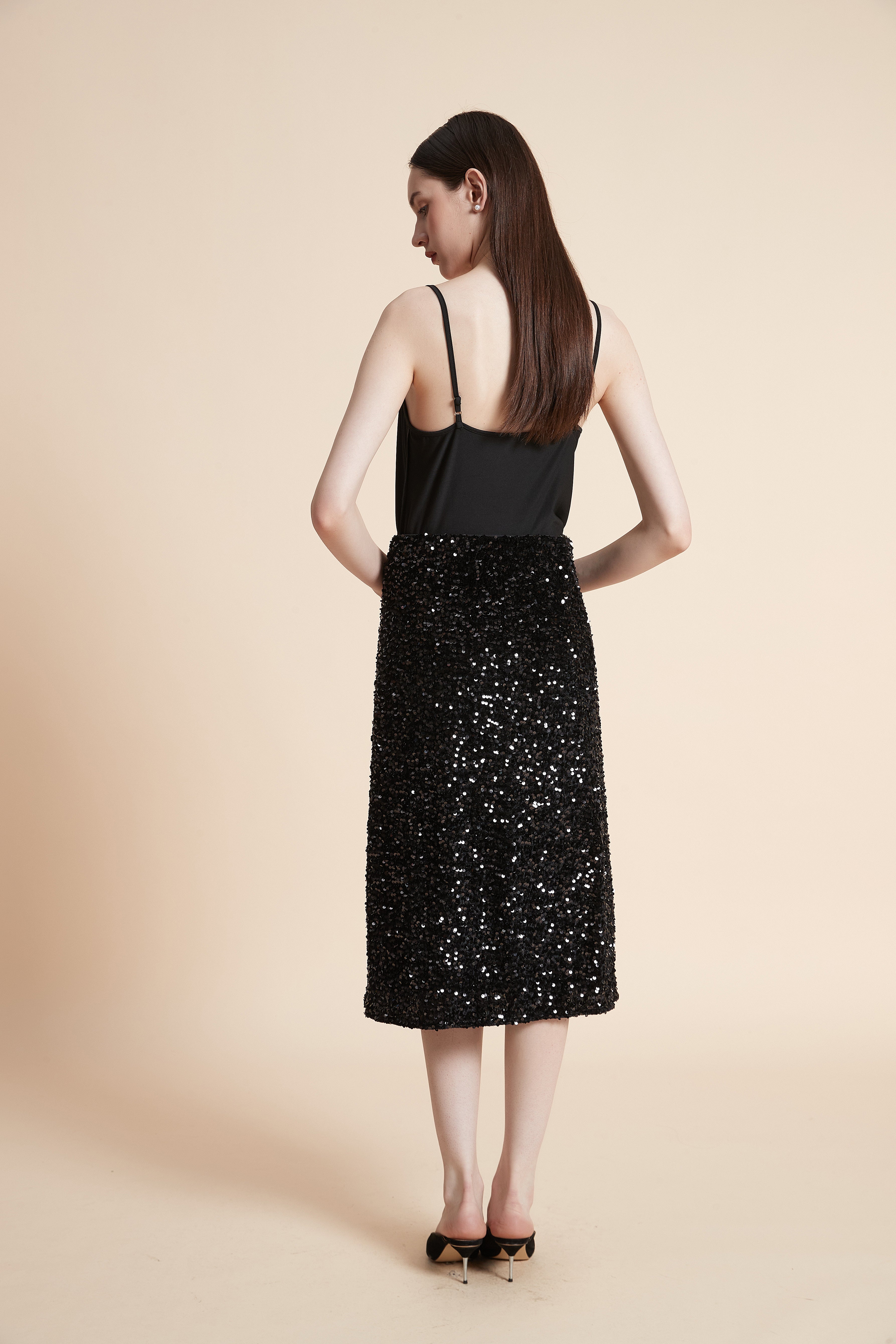 Shiny Printed Midi Skirt