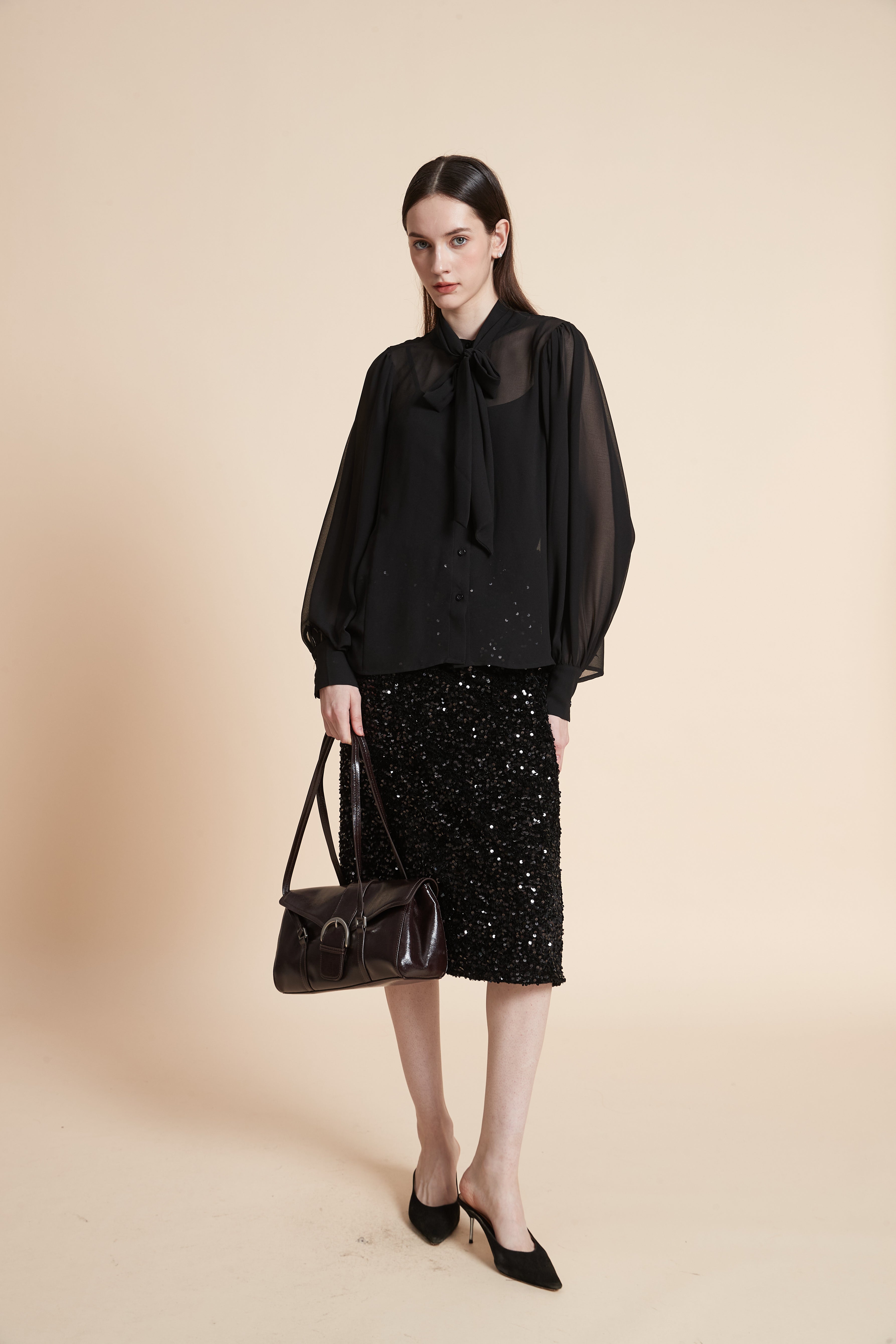 Shiny Printed Midi Skirt