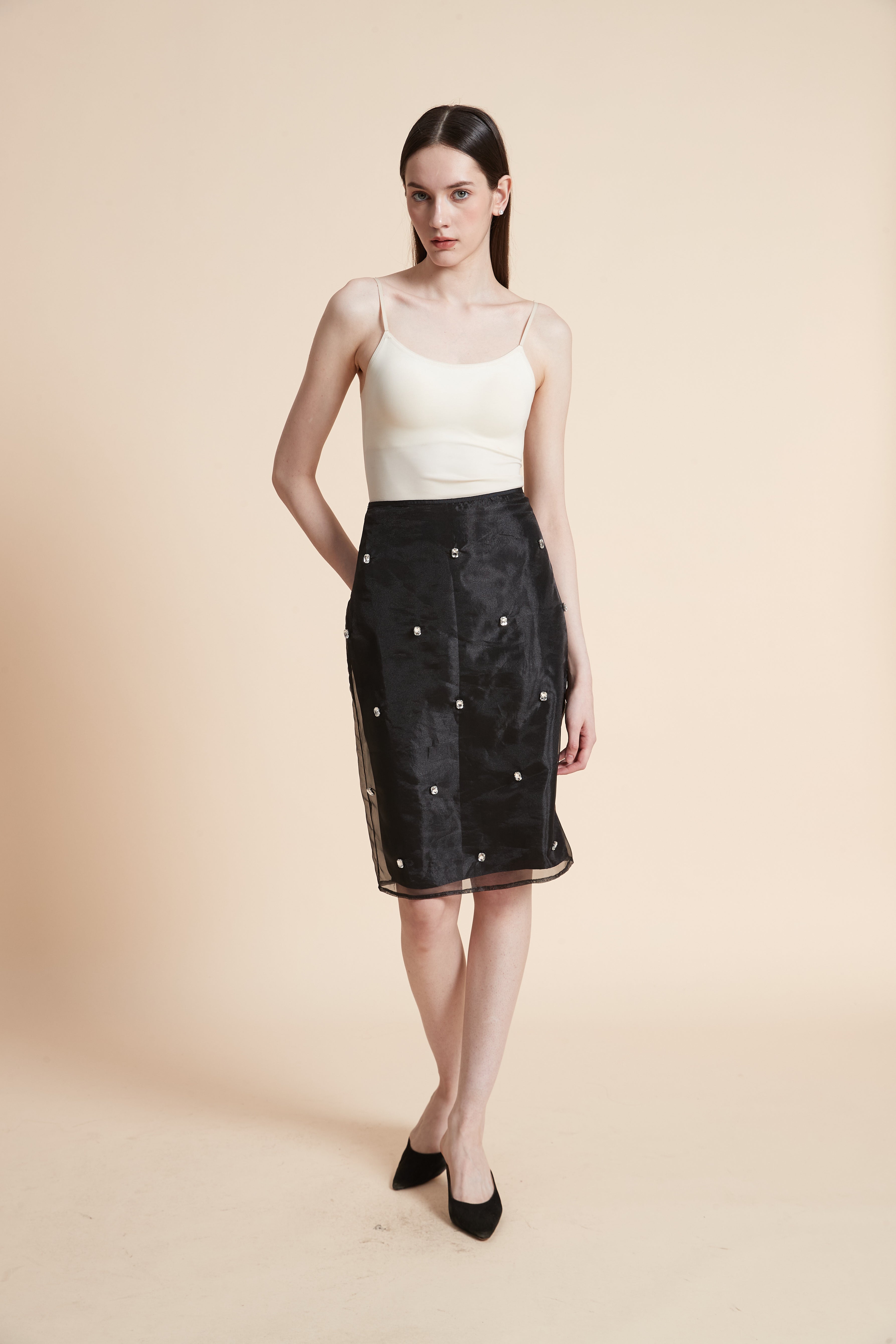 تنورة ميدي منقوشة طبقتين