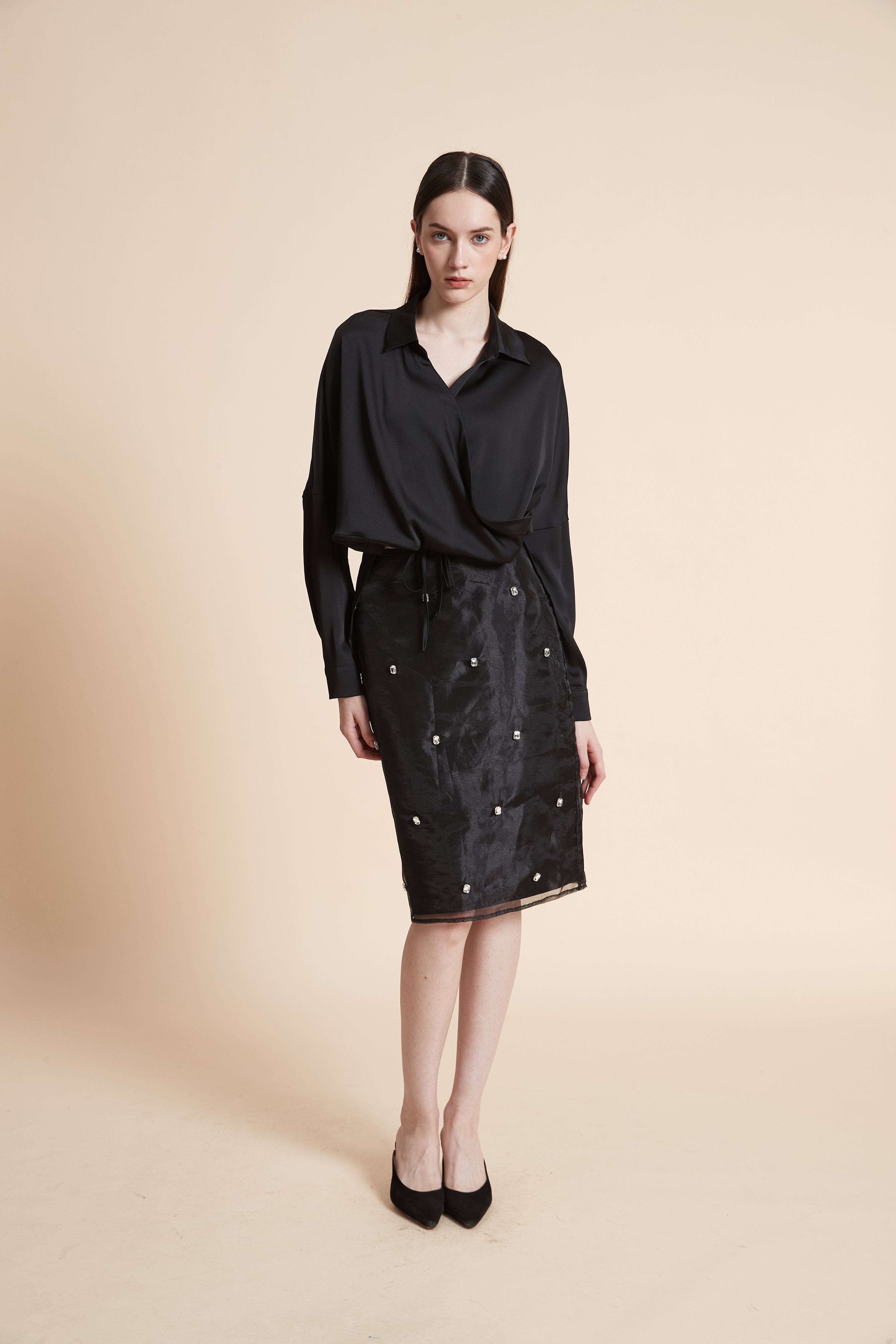 تنورة ميدي منقوشة طبقتين