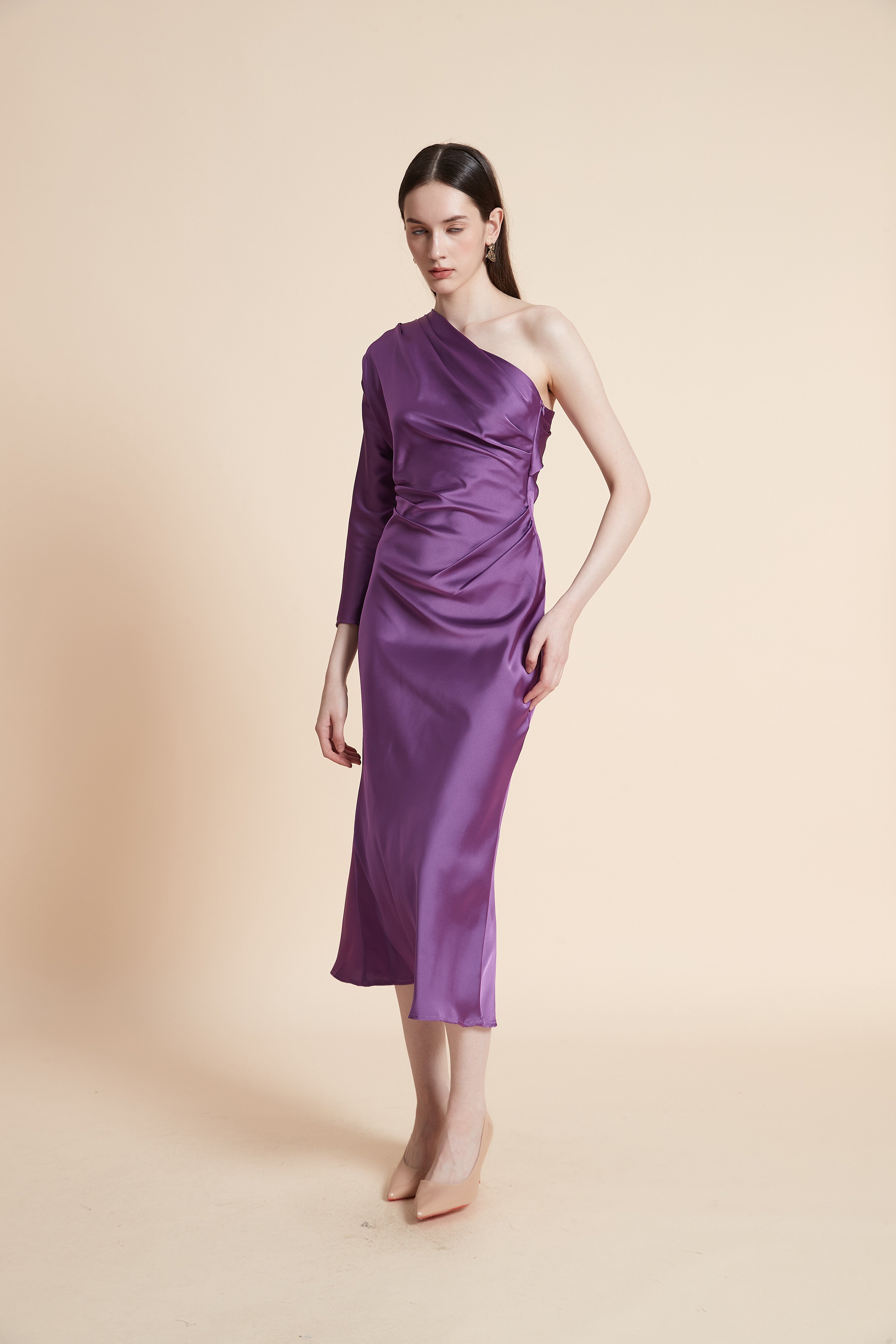 One-Shoulder Midi Dress