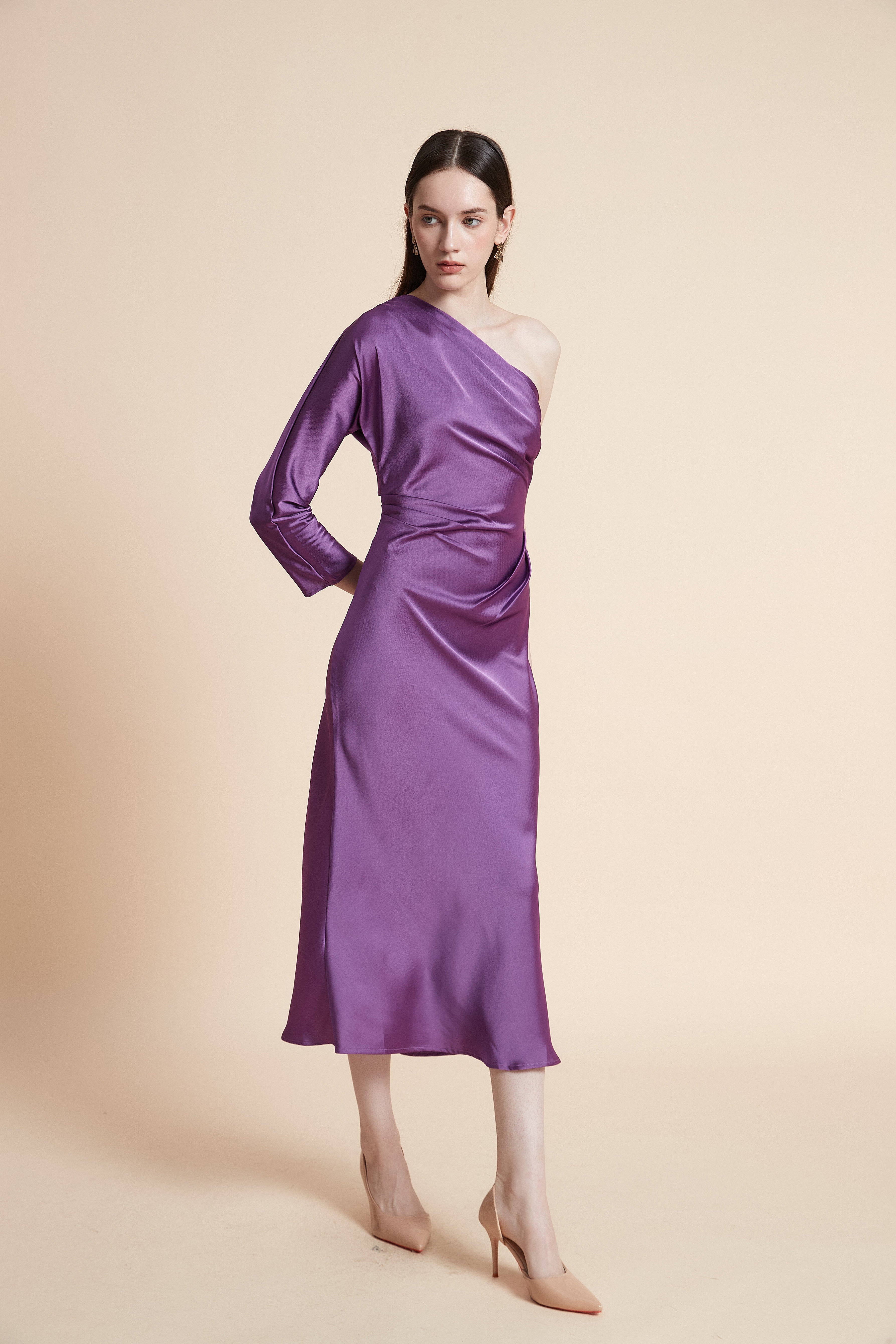 One-Shoulder Midi Dress