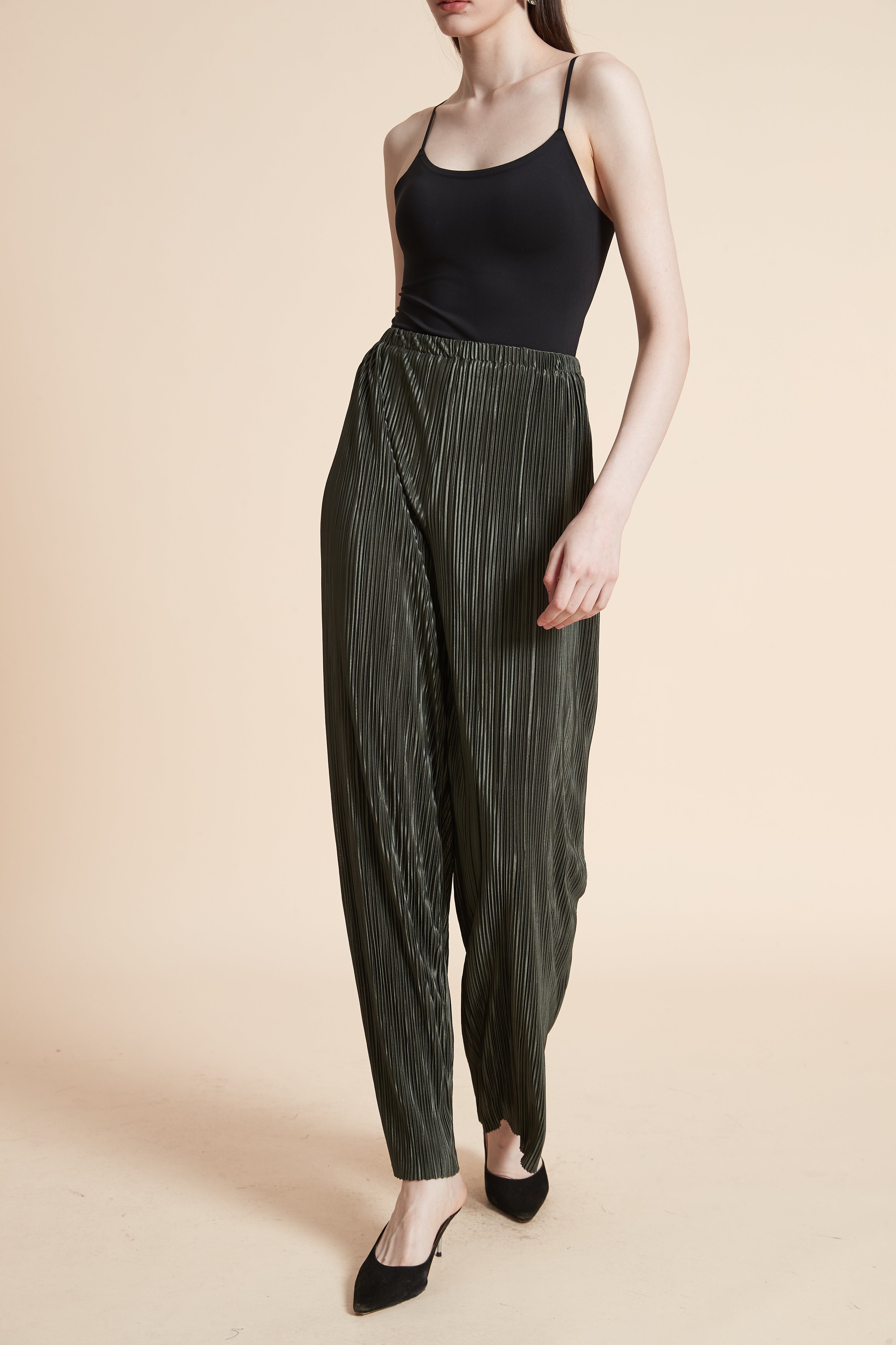 Shiny Solid Long Pants