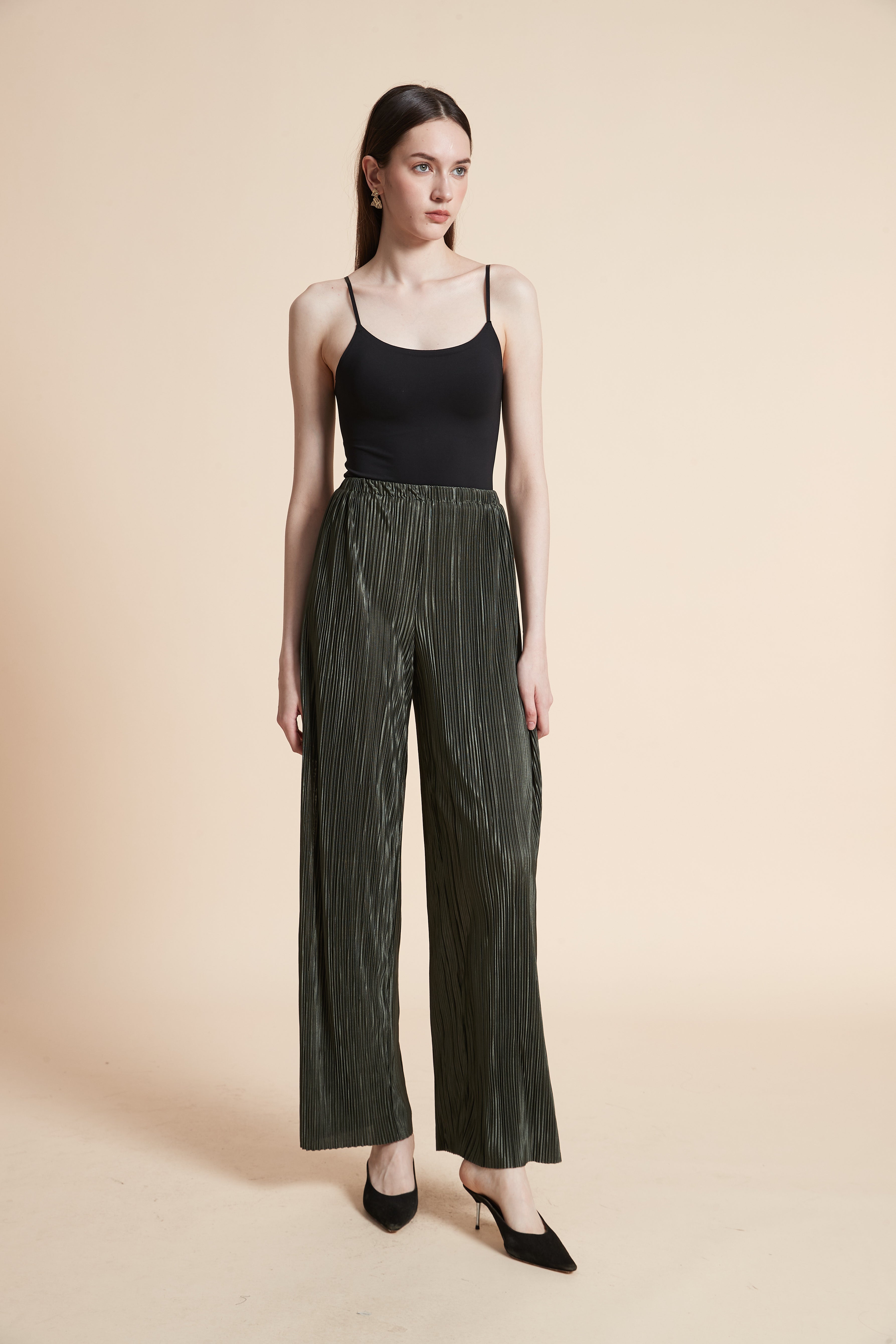 Shiny Solid Long Pants