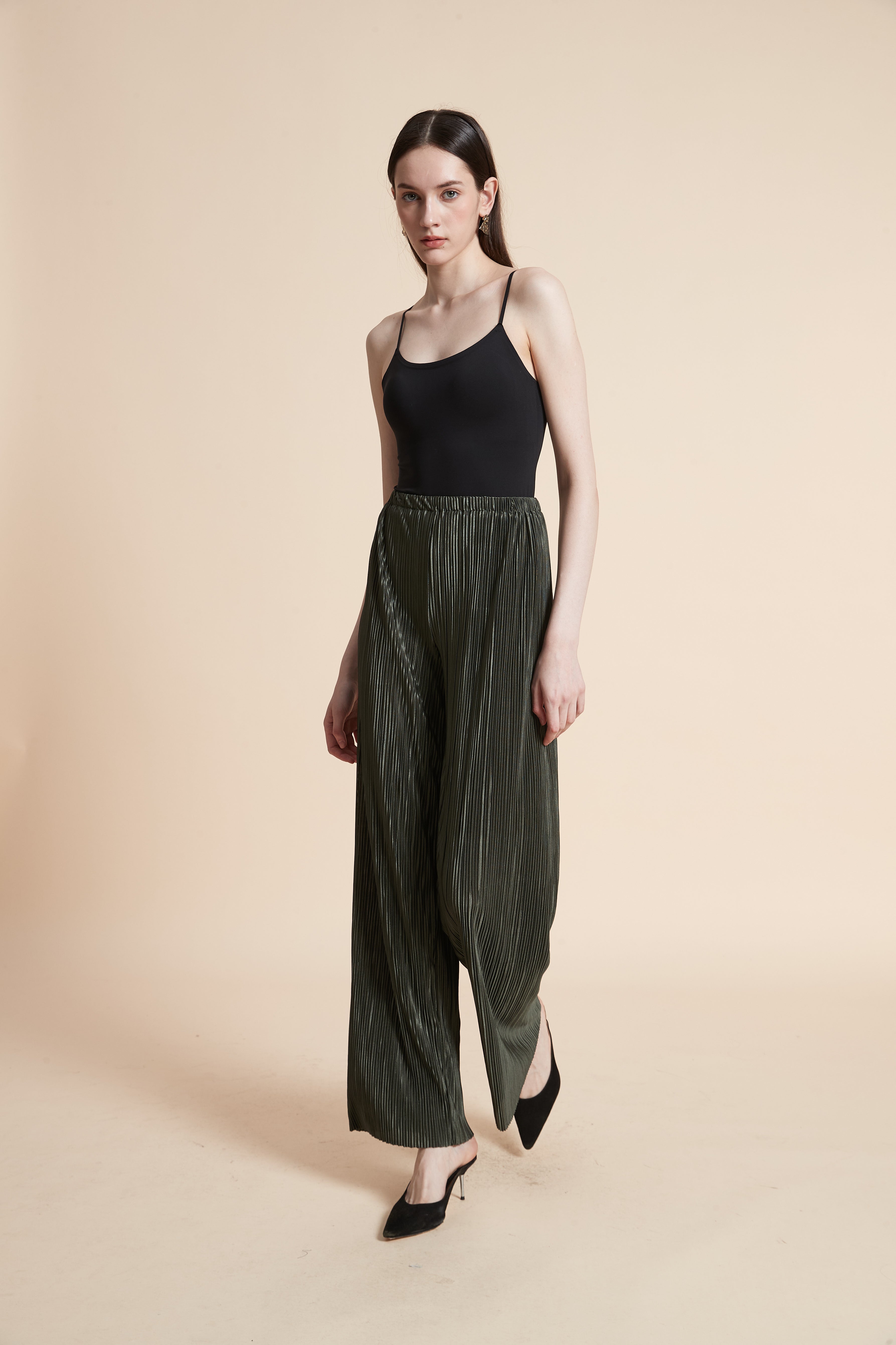 Shiny Solid Long Pants