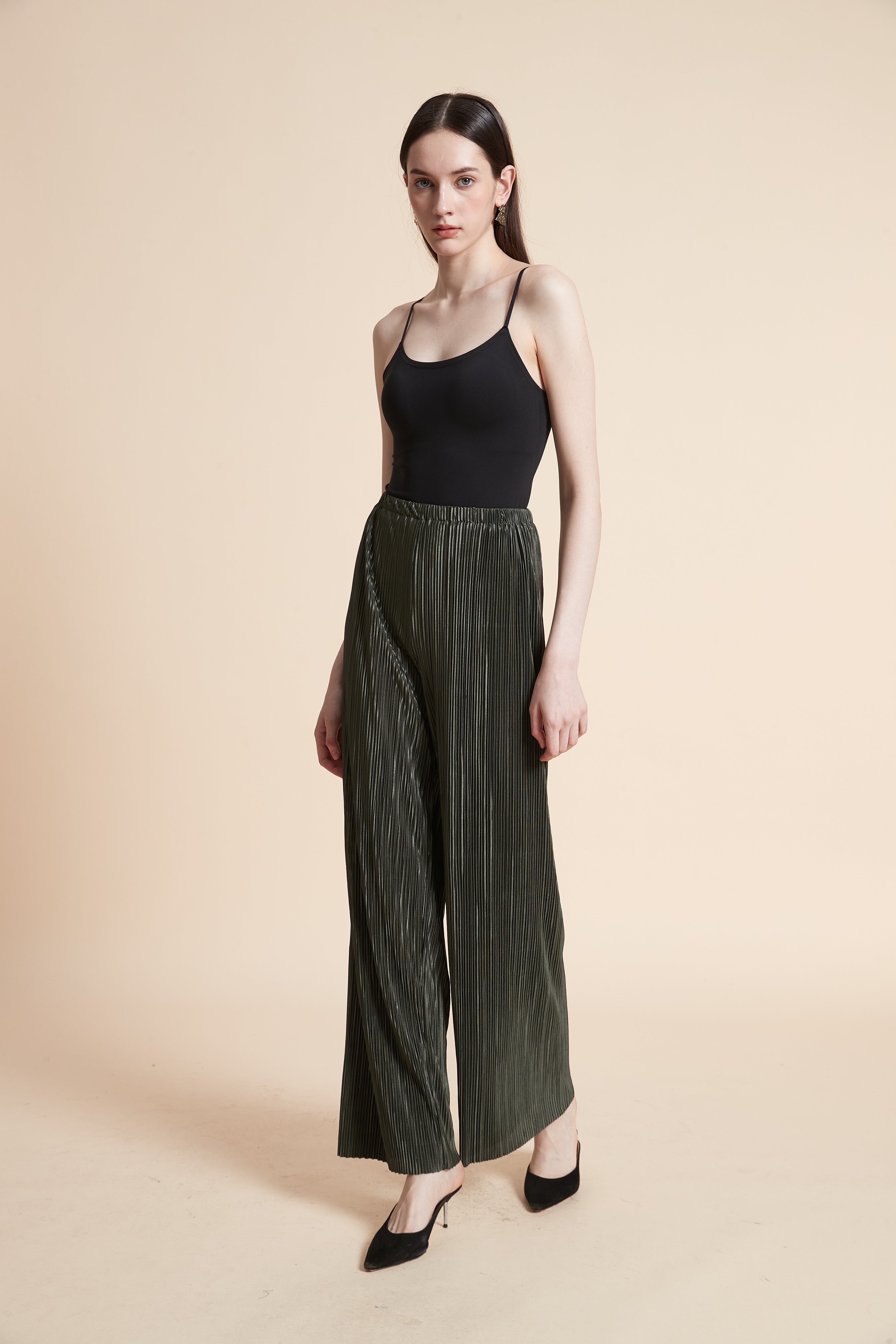 Shiny Solid Long Pants