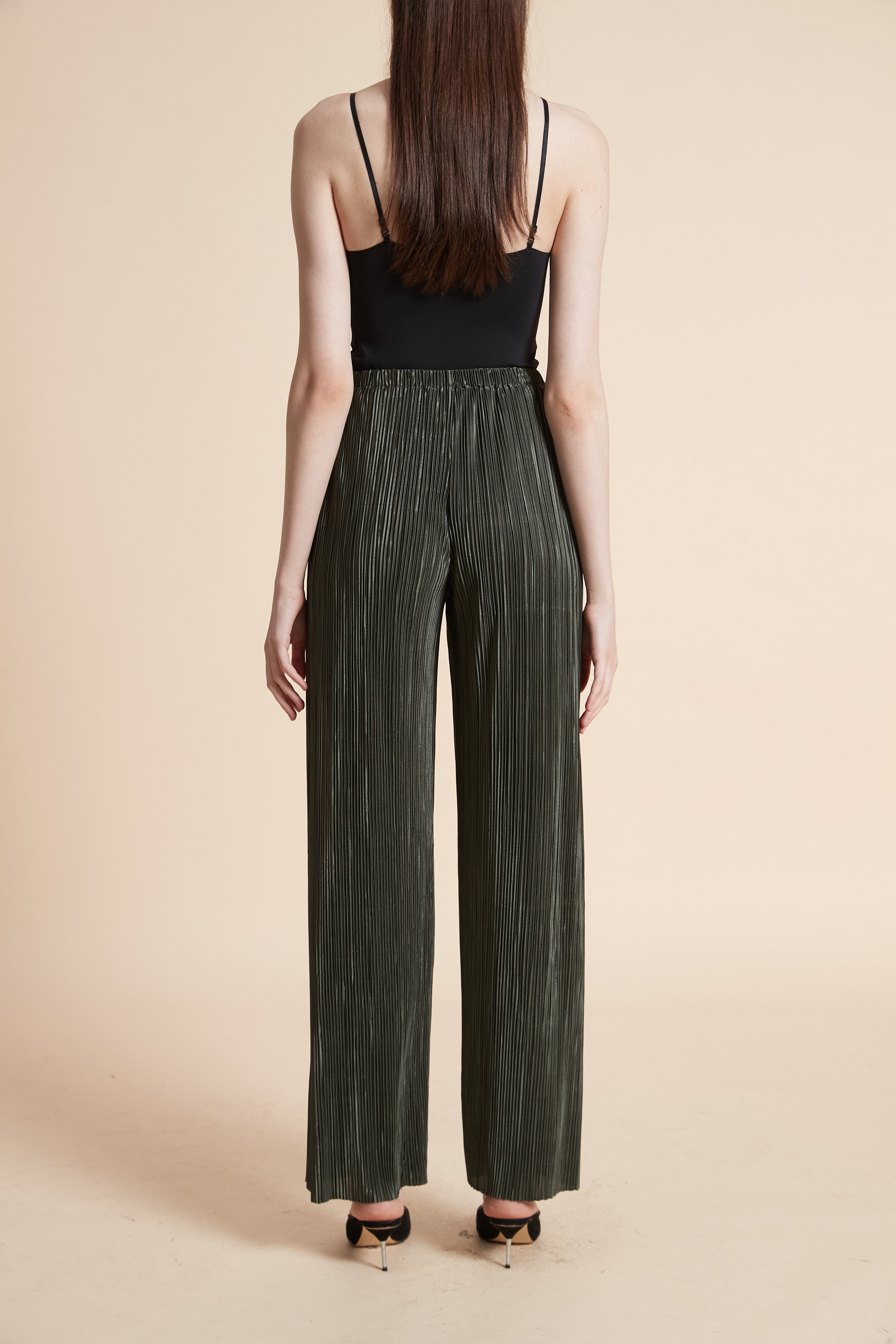 Shiny Solid Long Pants