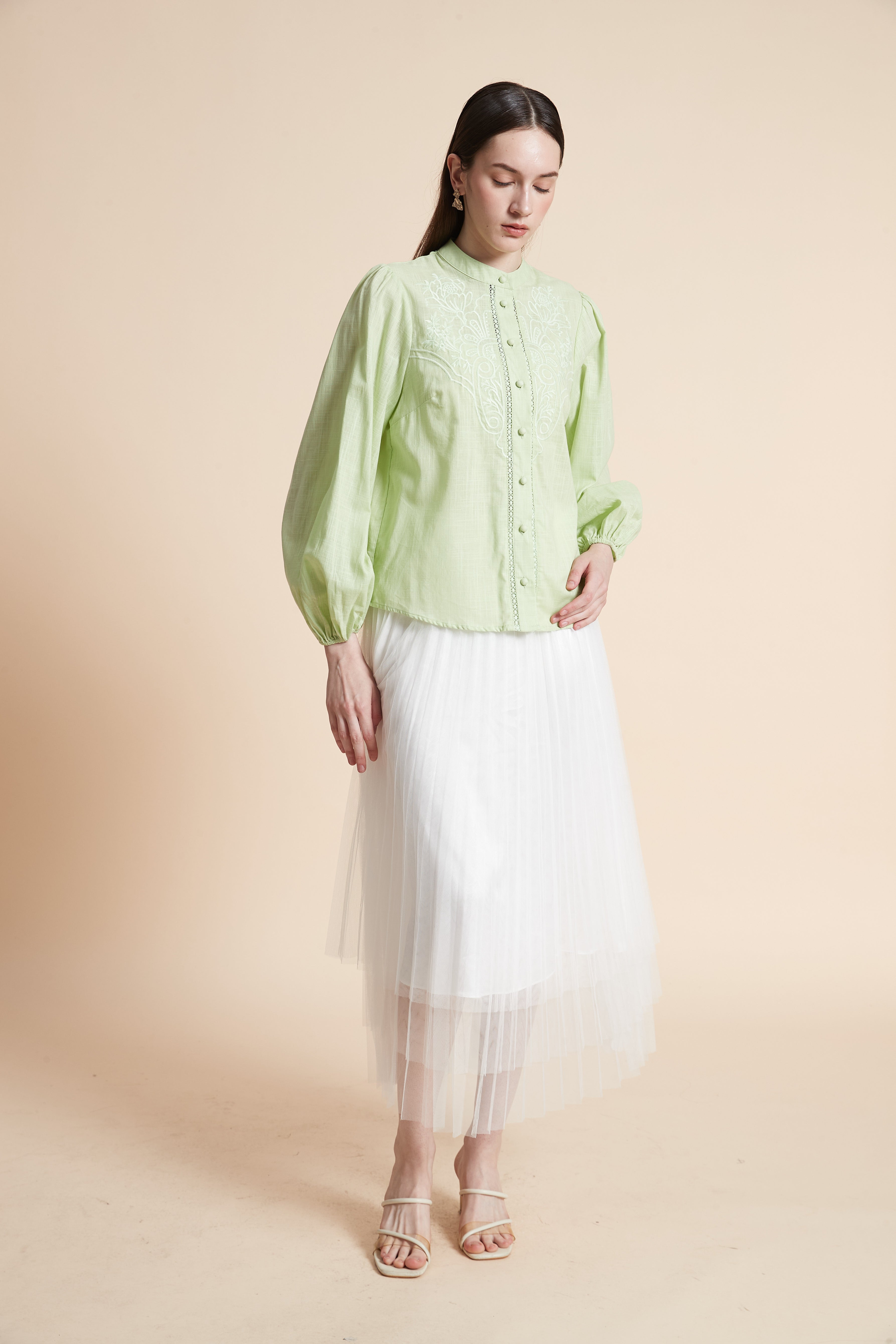 Solid Long Sleeve Loose Blouse