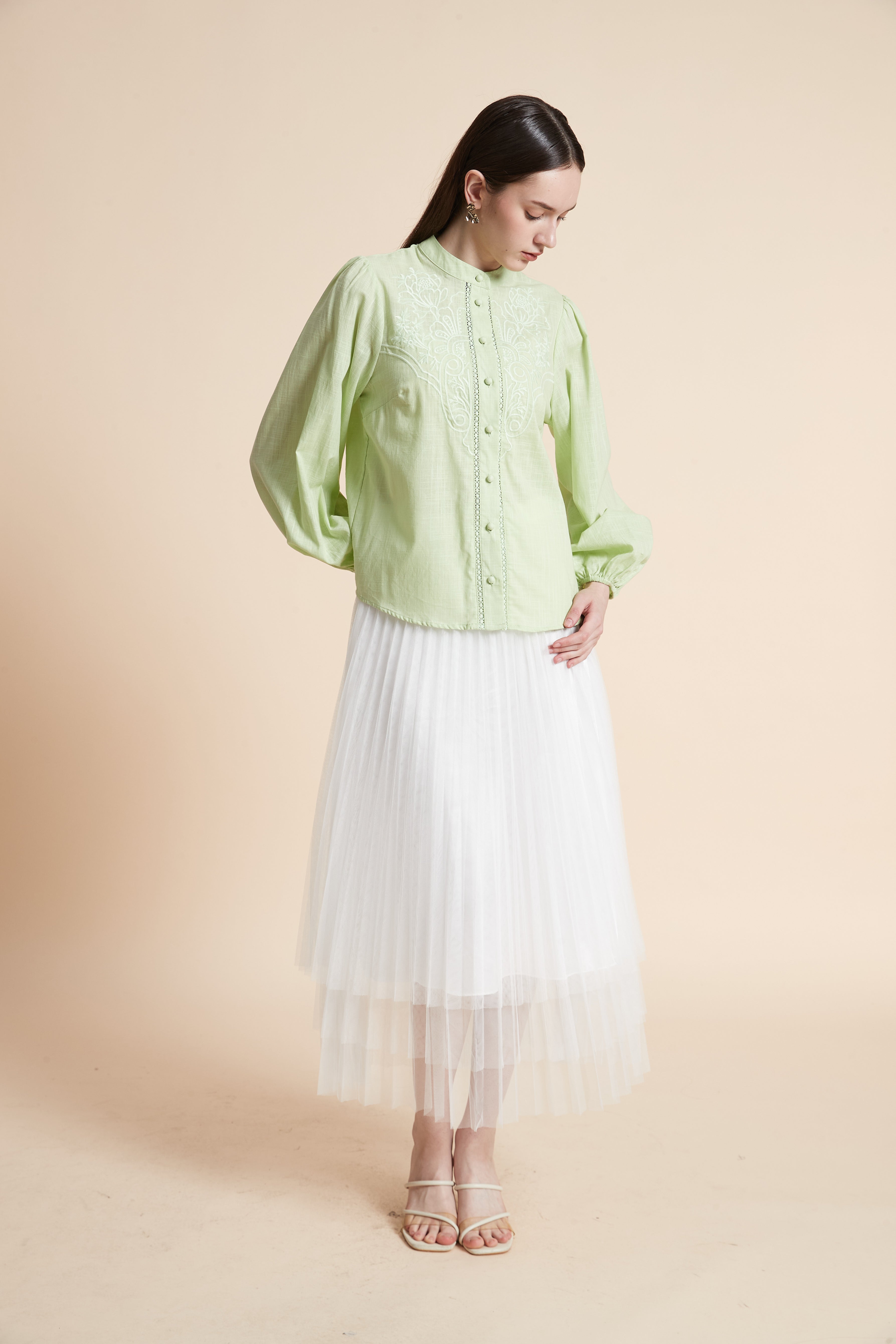 Solid Long Sleeve Loose Blouse