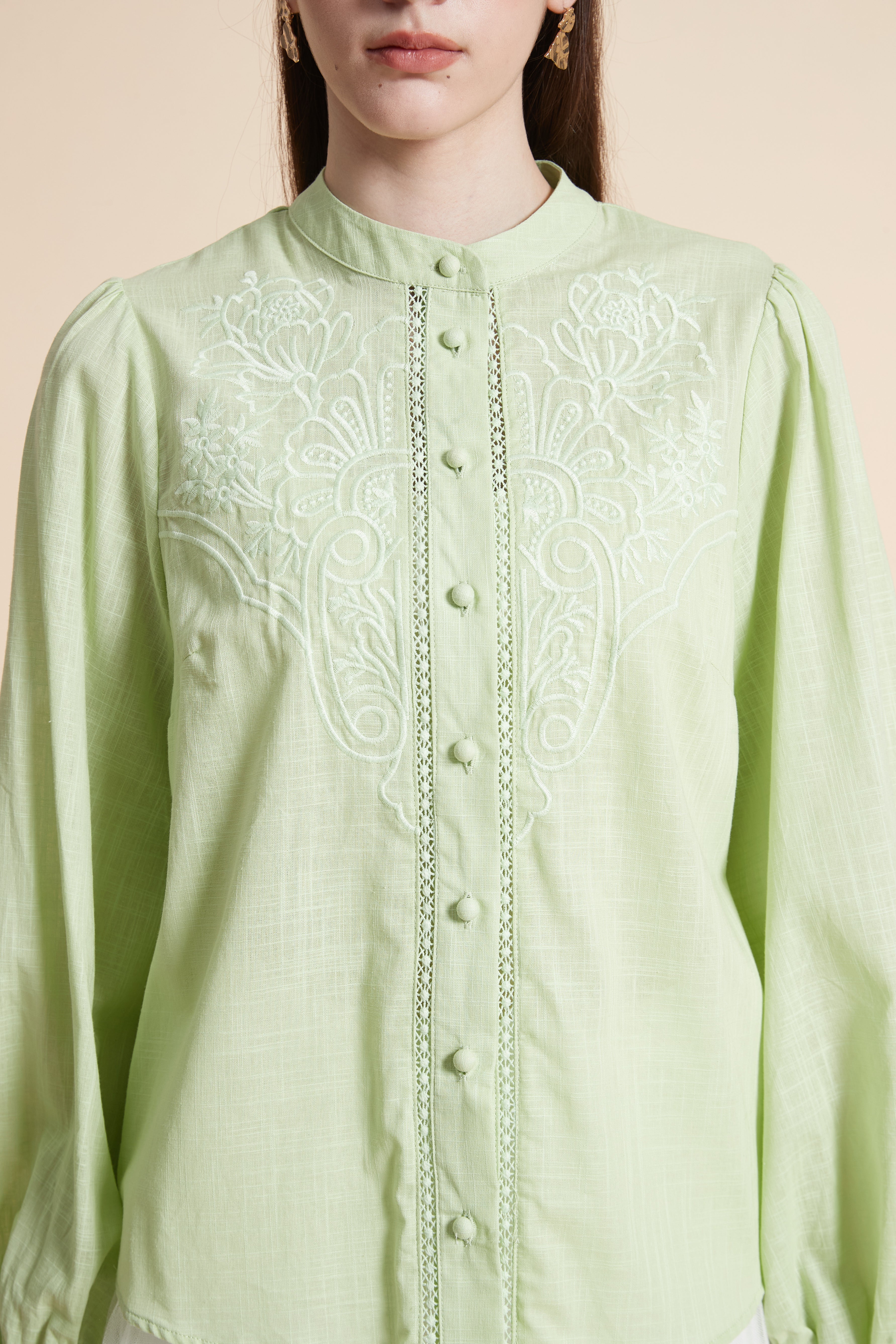 Solid Long Sleeve Loose Blouse