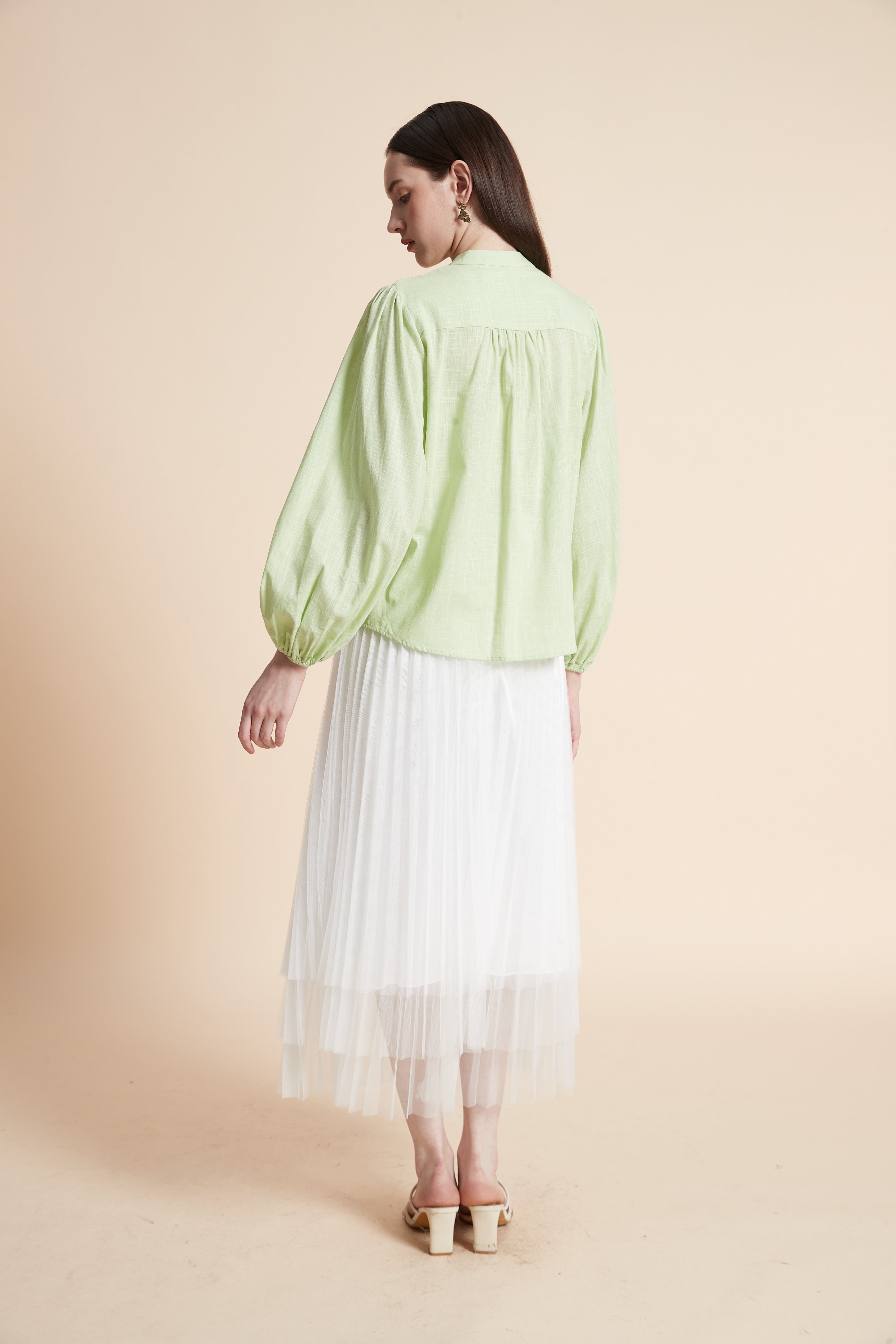 Solid Long Sleeve Loose Blouse