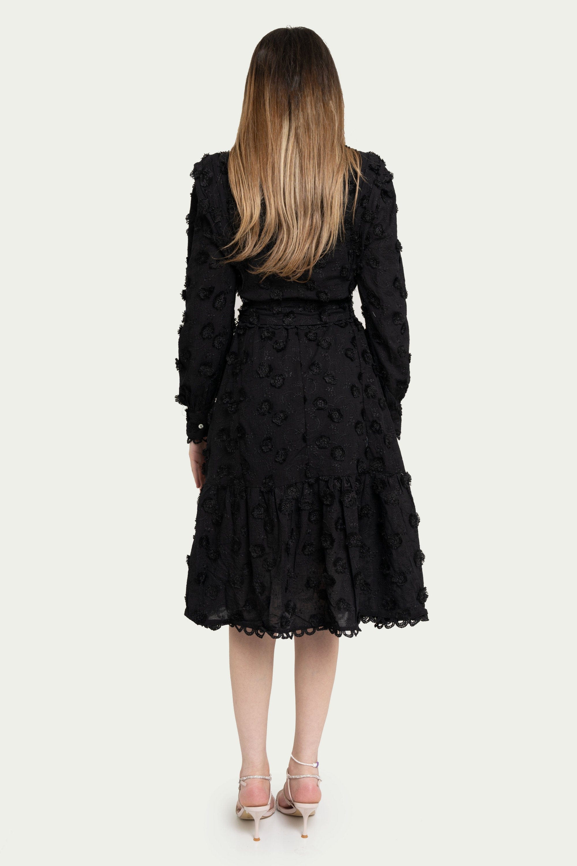 Yola Short Embroidered Dress with Belt