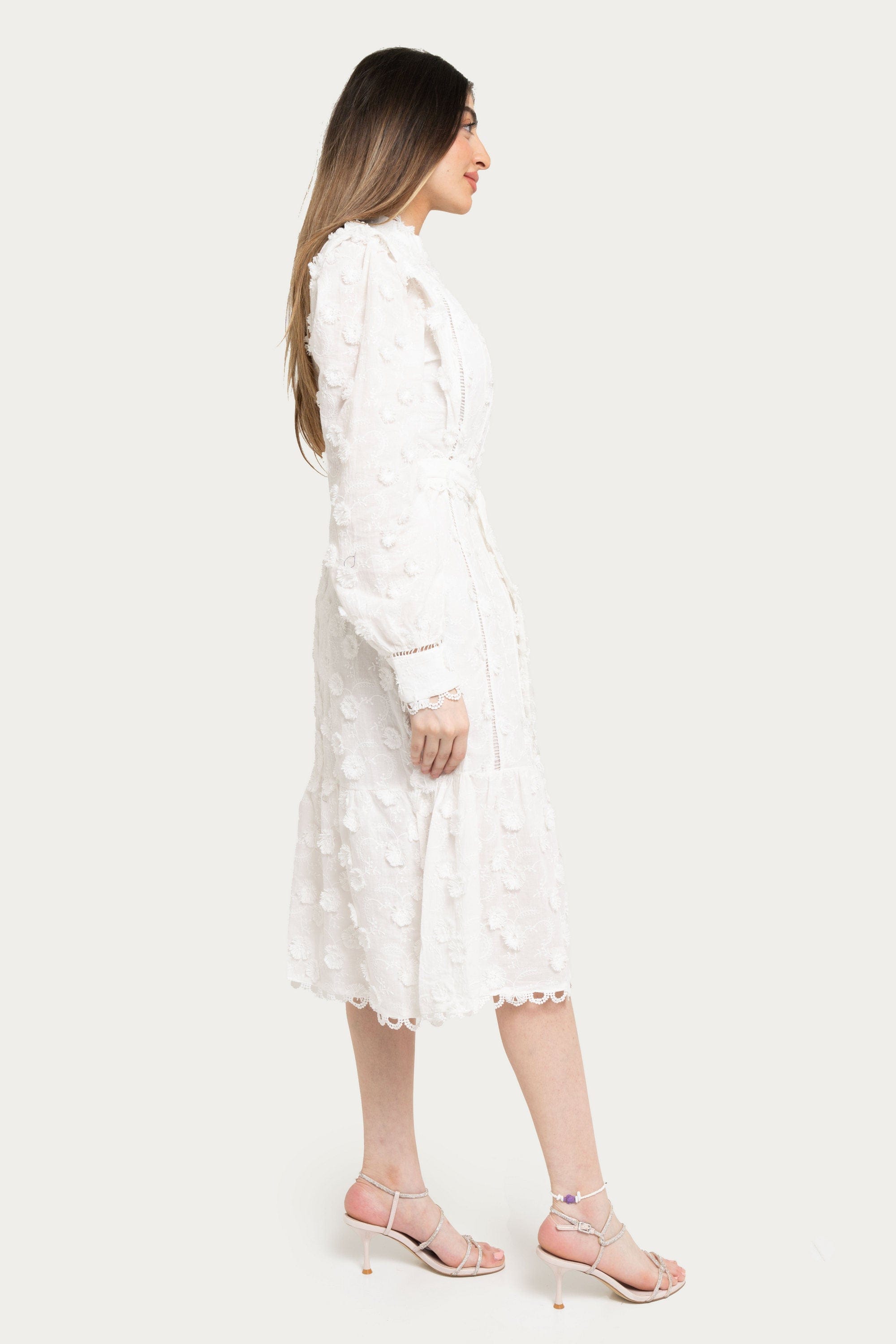 Yola Short Embroidered Dress with Belt