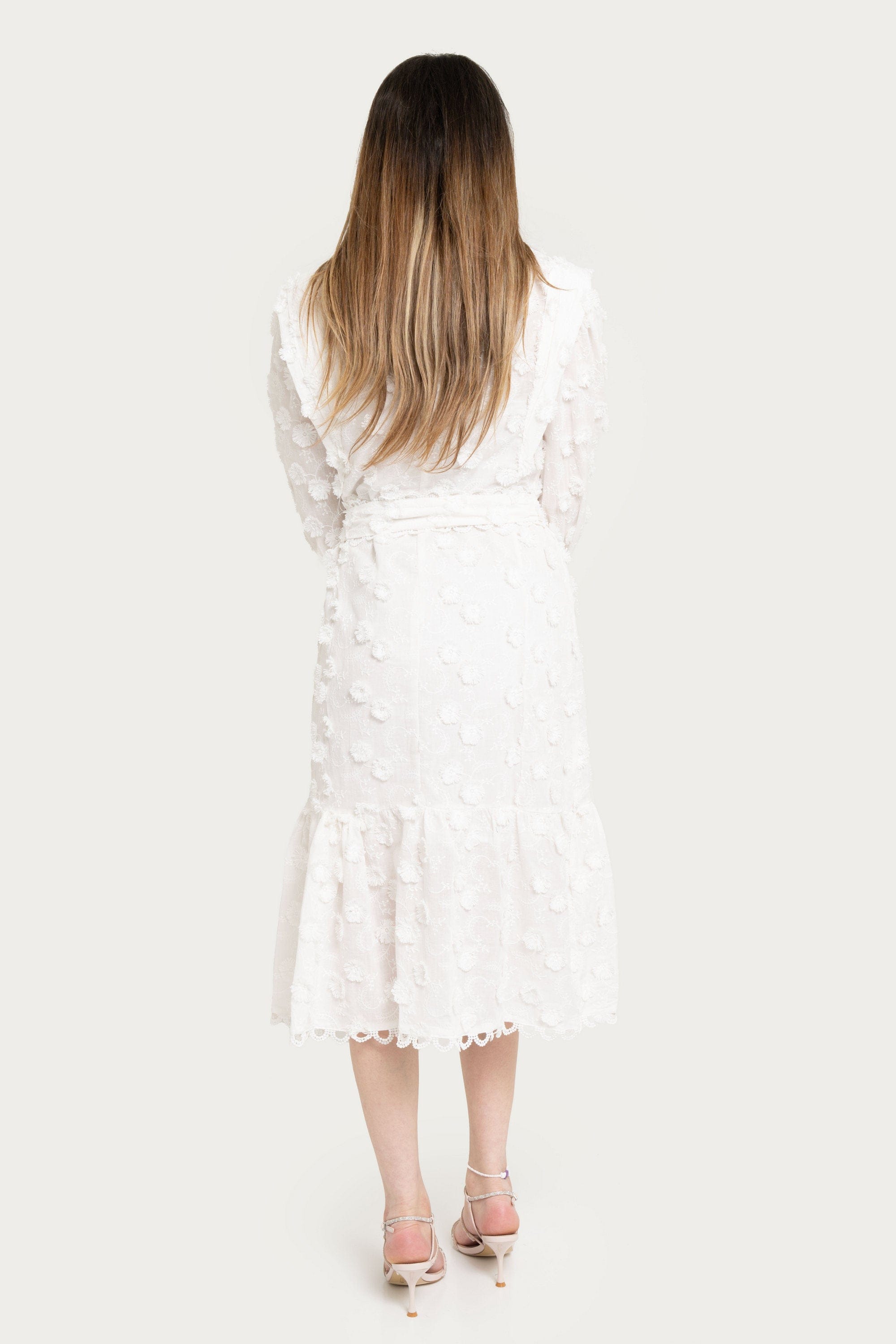 Yola Short Embroidered Dress with Belt