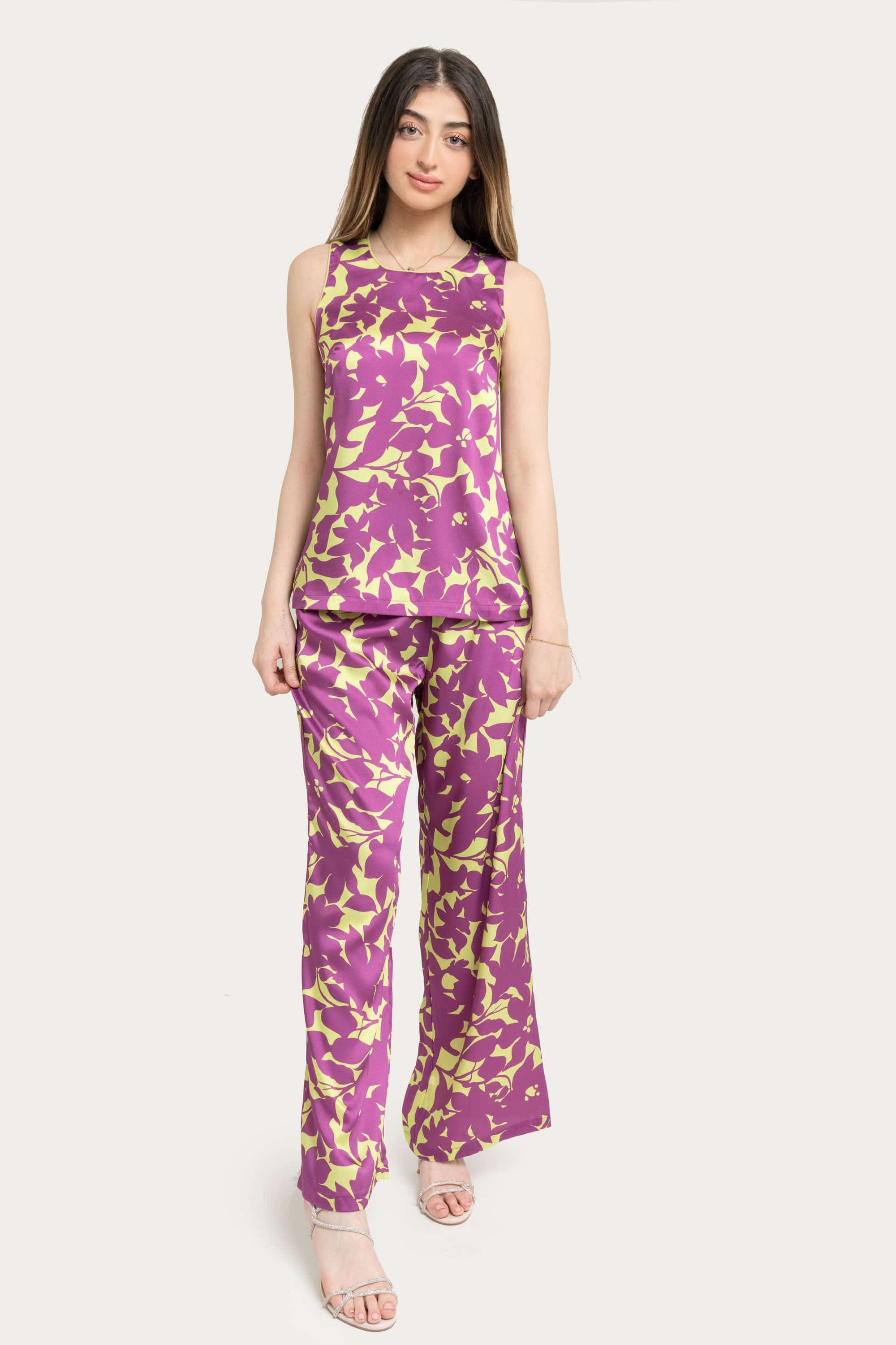Wide Floral Print Trousers