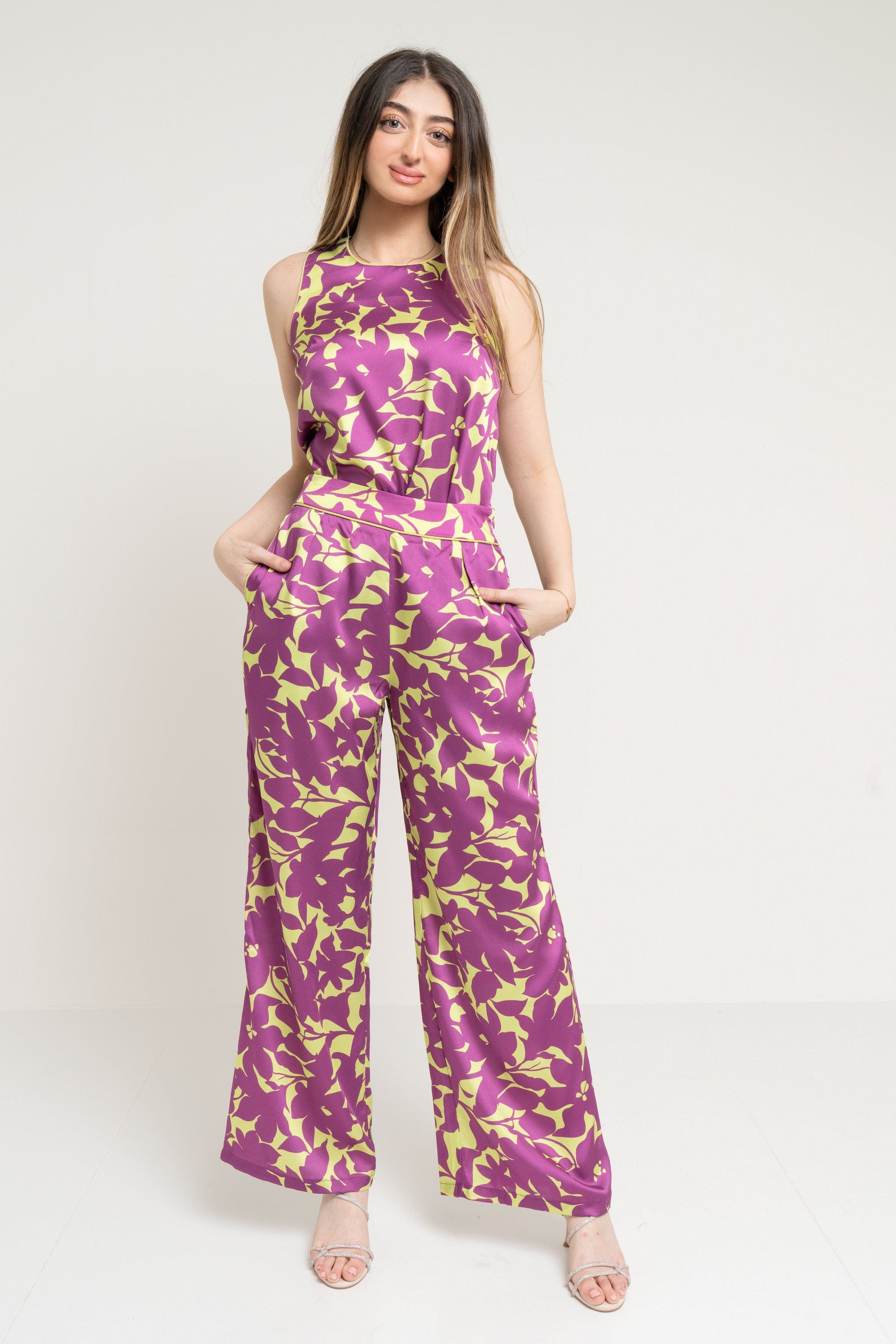 Wide Floral Print Trousers