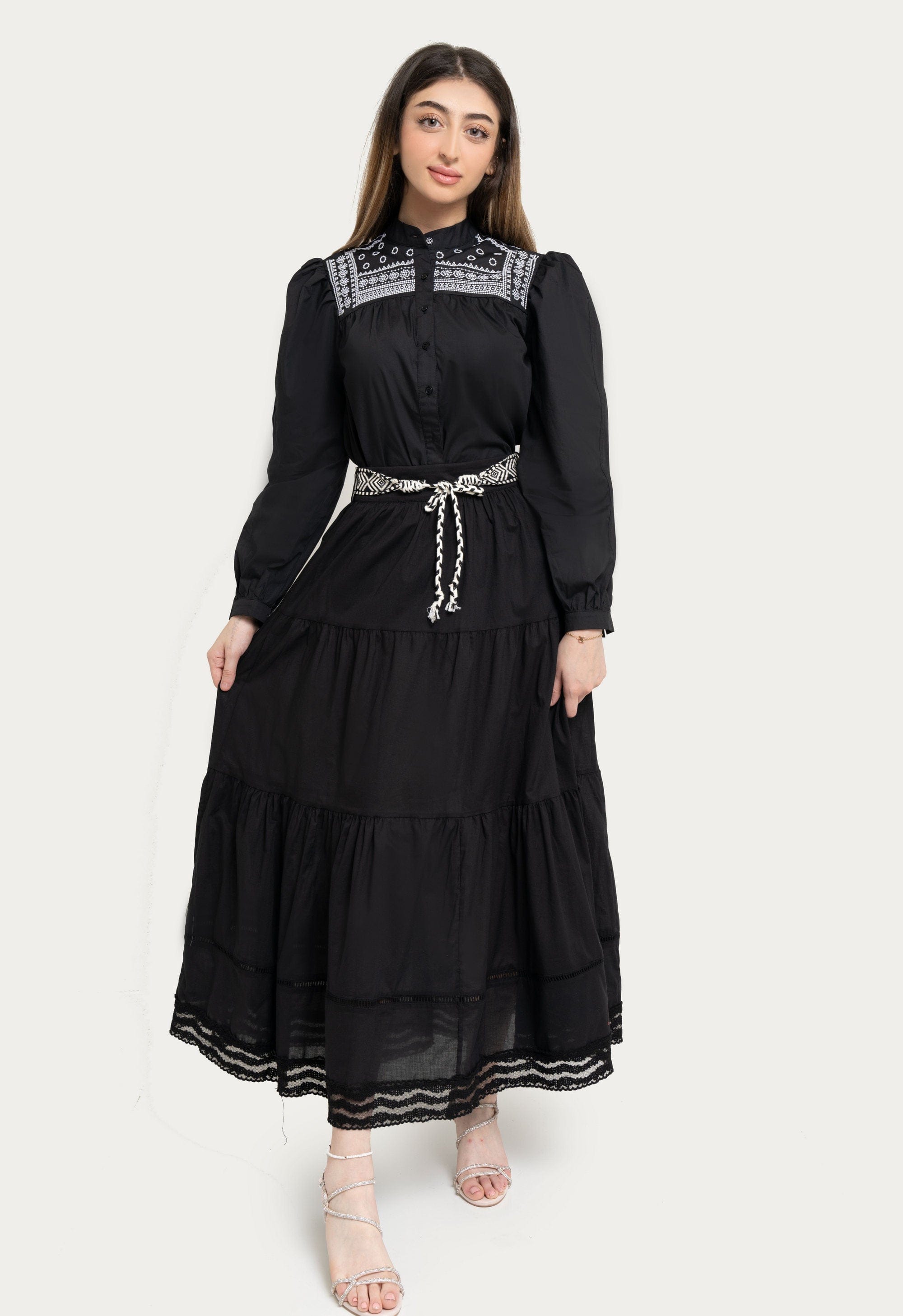 Long-Sleeve Embroidered Blouse