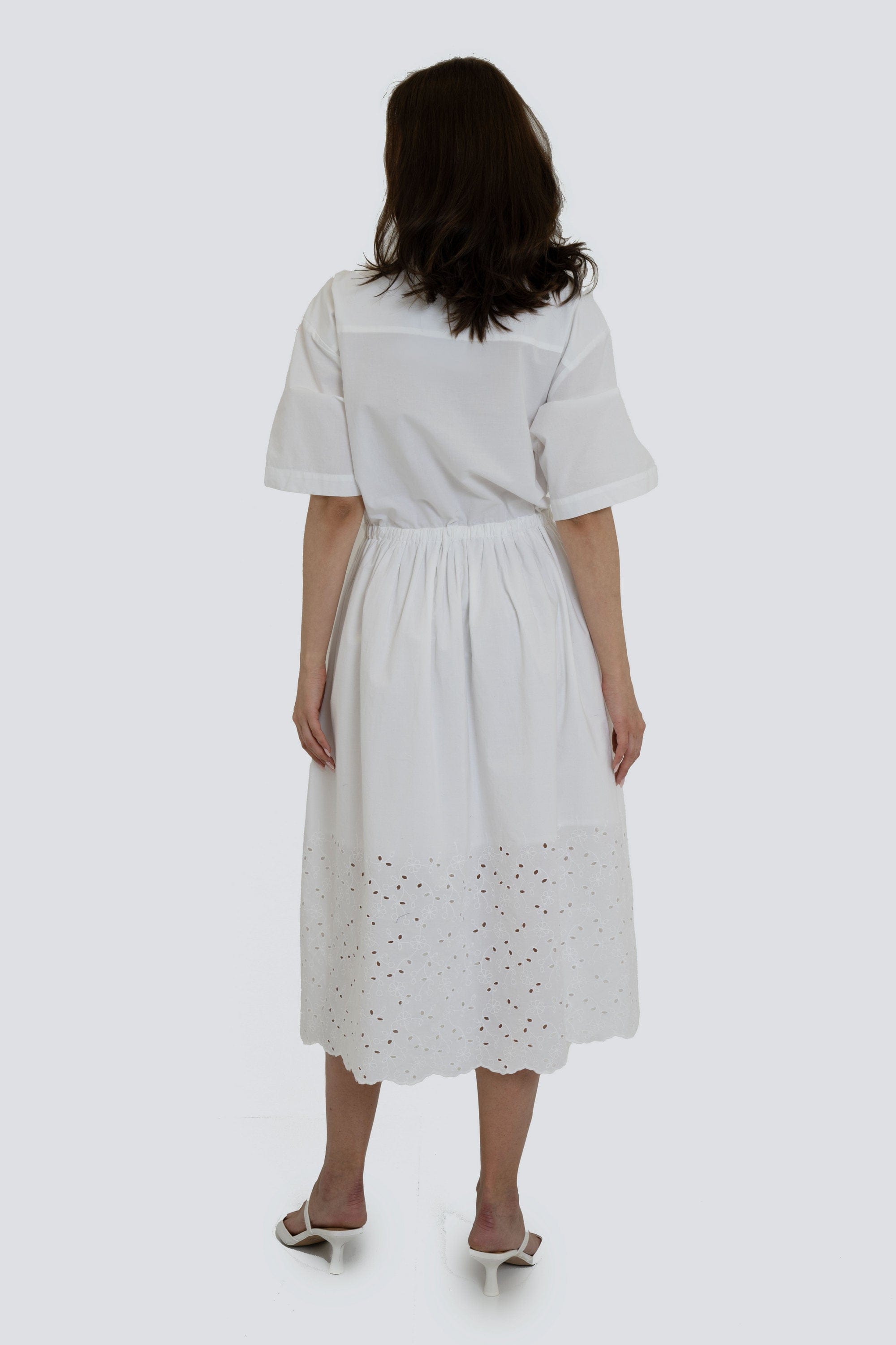 Yola Short Sleeve Waist-Defined Long Dress with Pockets