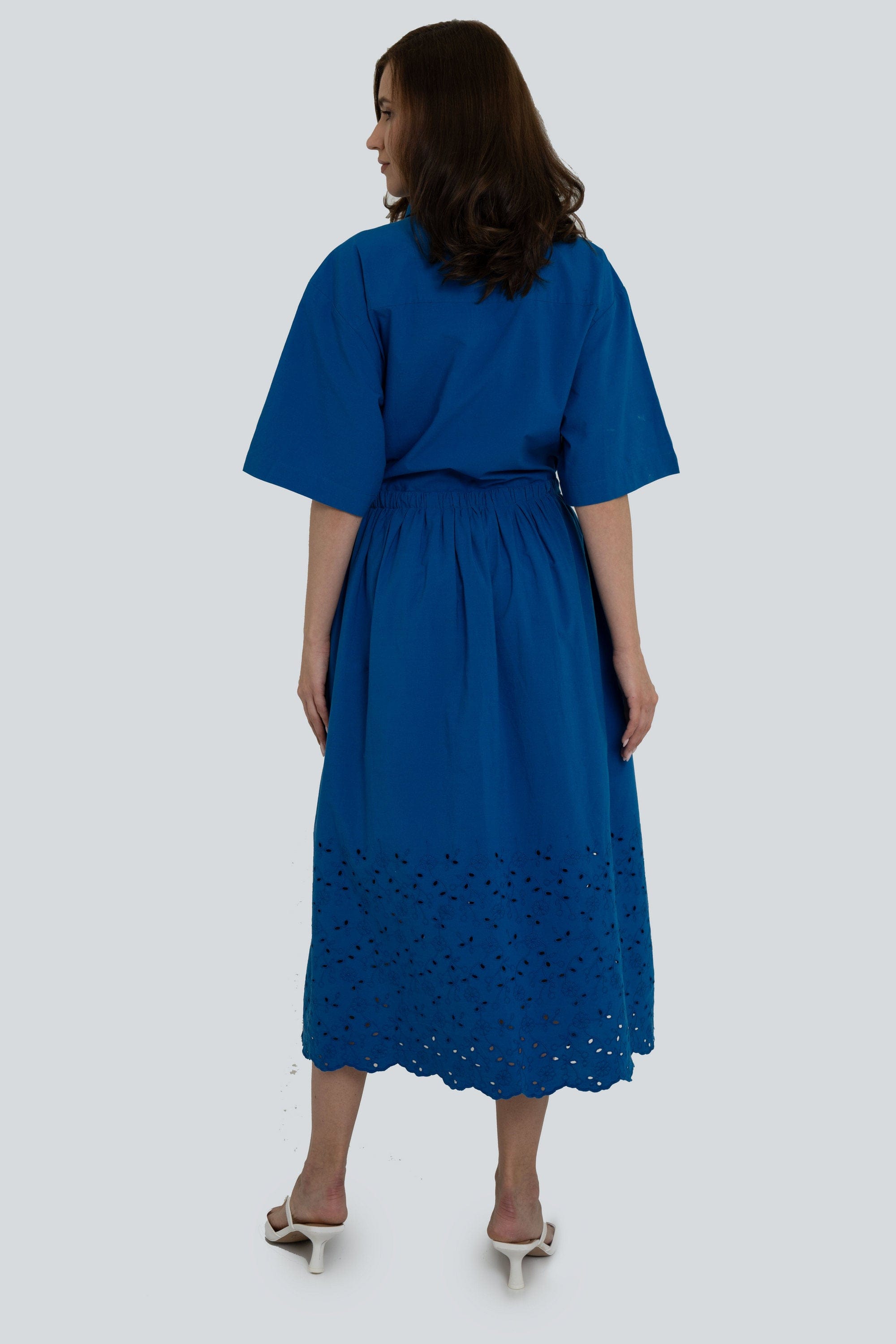 Yola Short Sleeve Waist-Defined Long Dress with Pockets