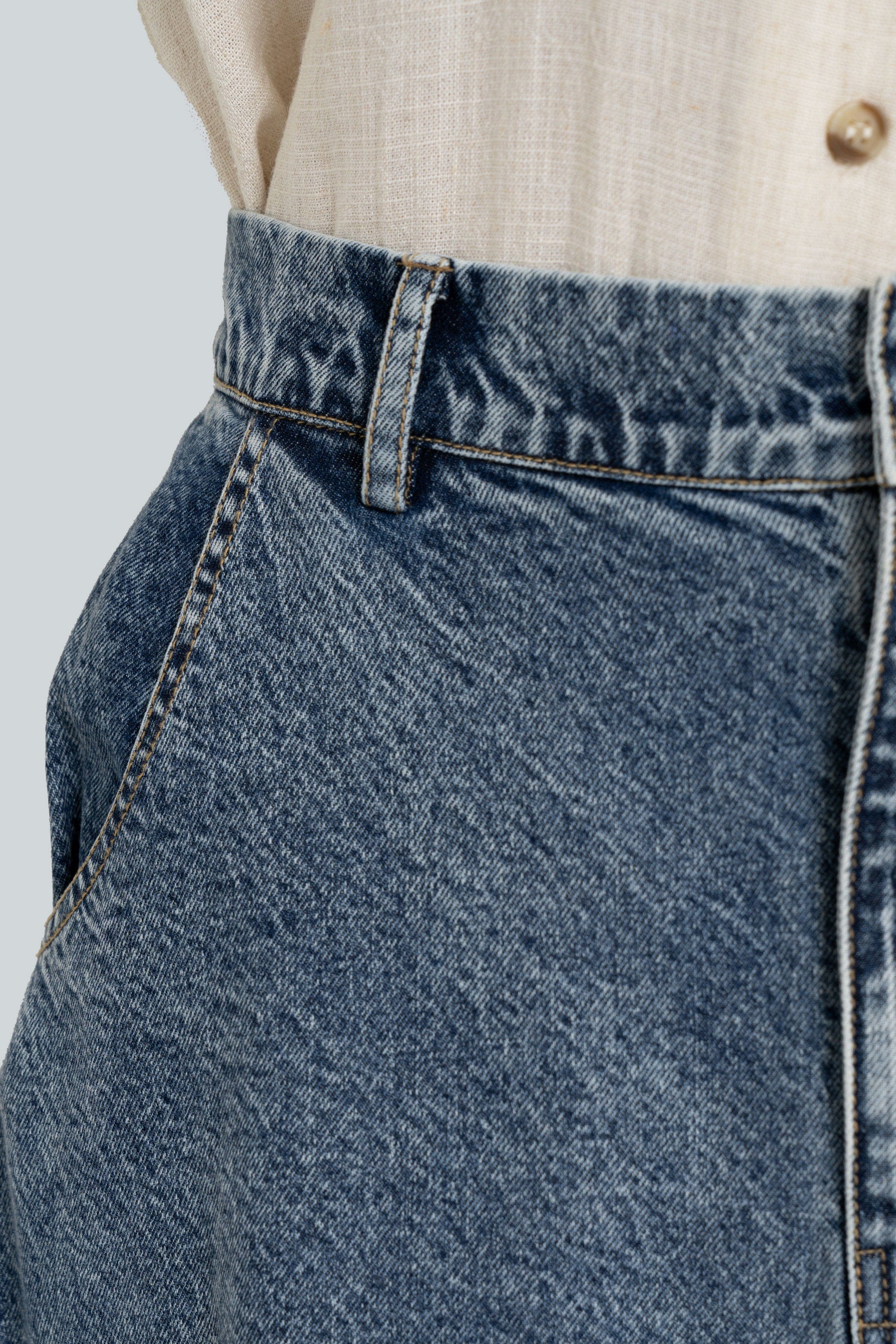 Yola Plain Midi Long Denim Skirt