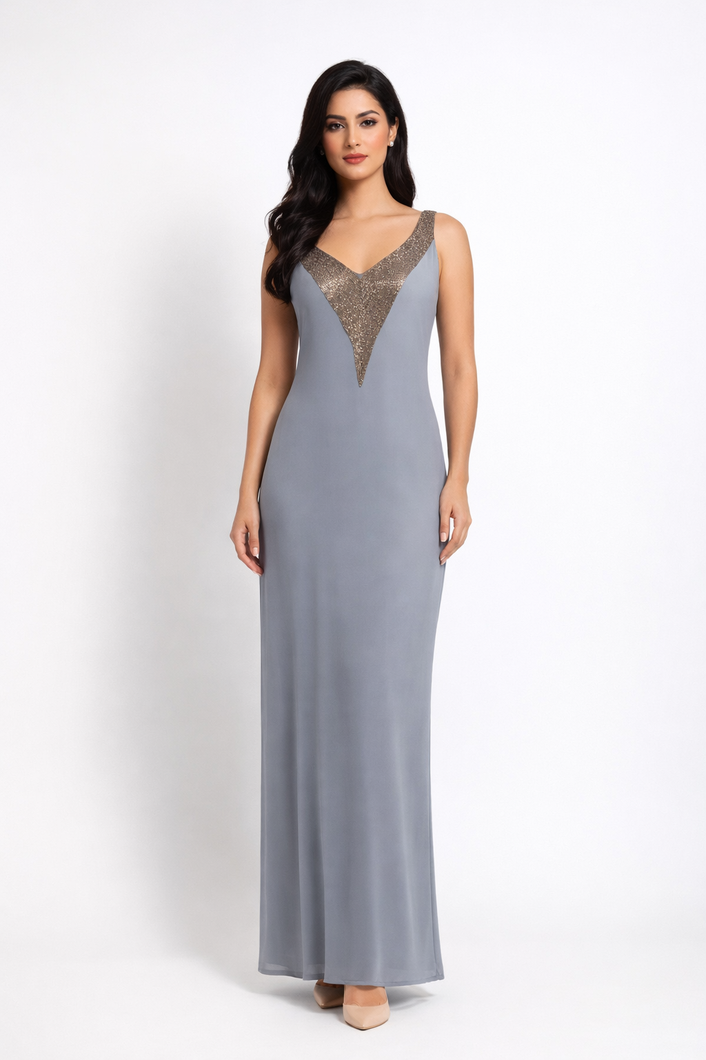 Long Strap Dress With Shimmering Details