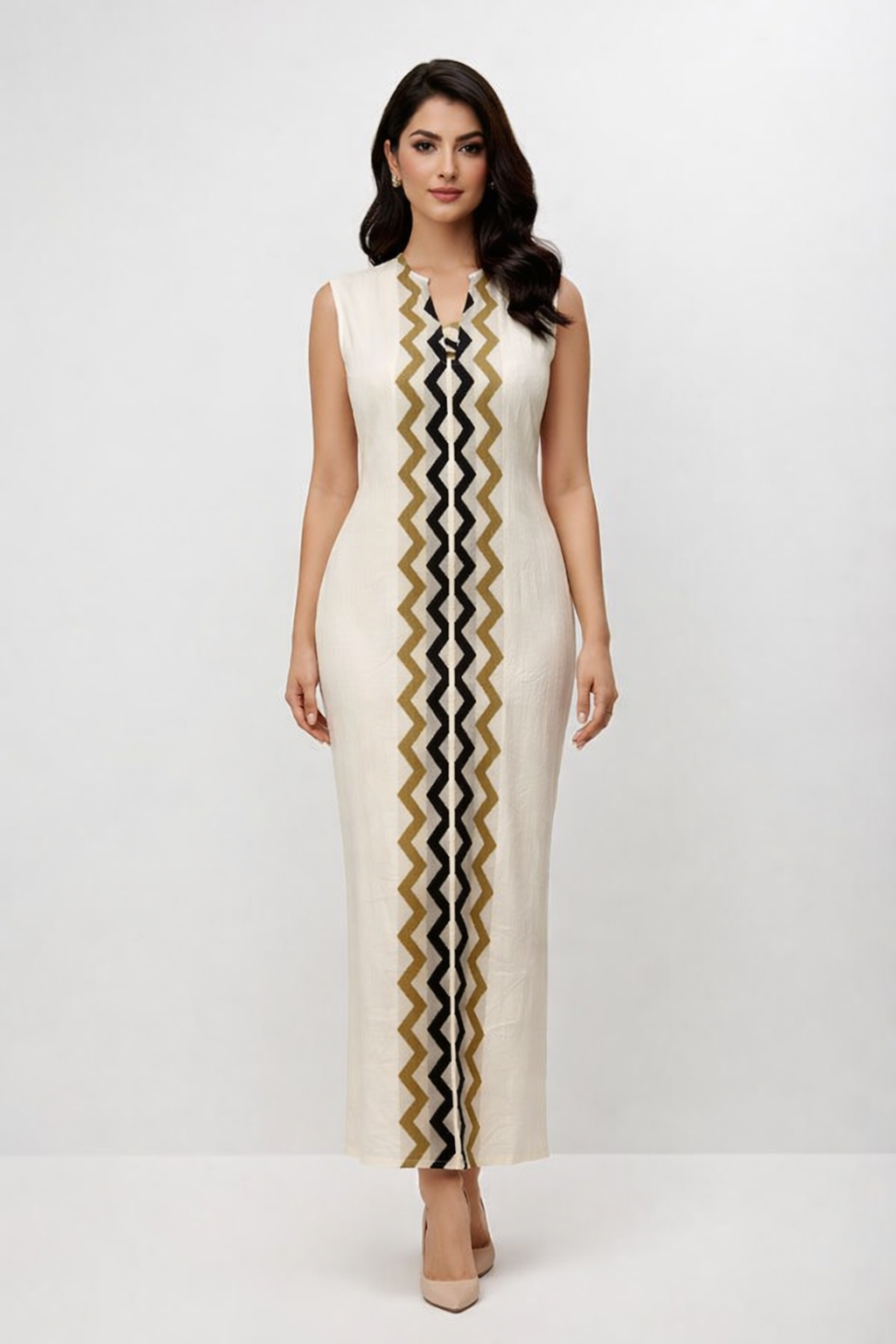 Striped Sleeveless Midi Dress