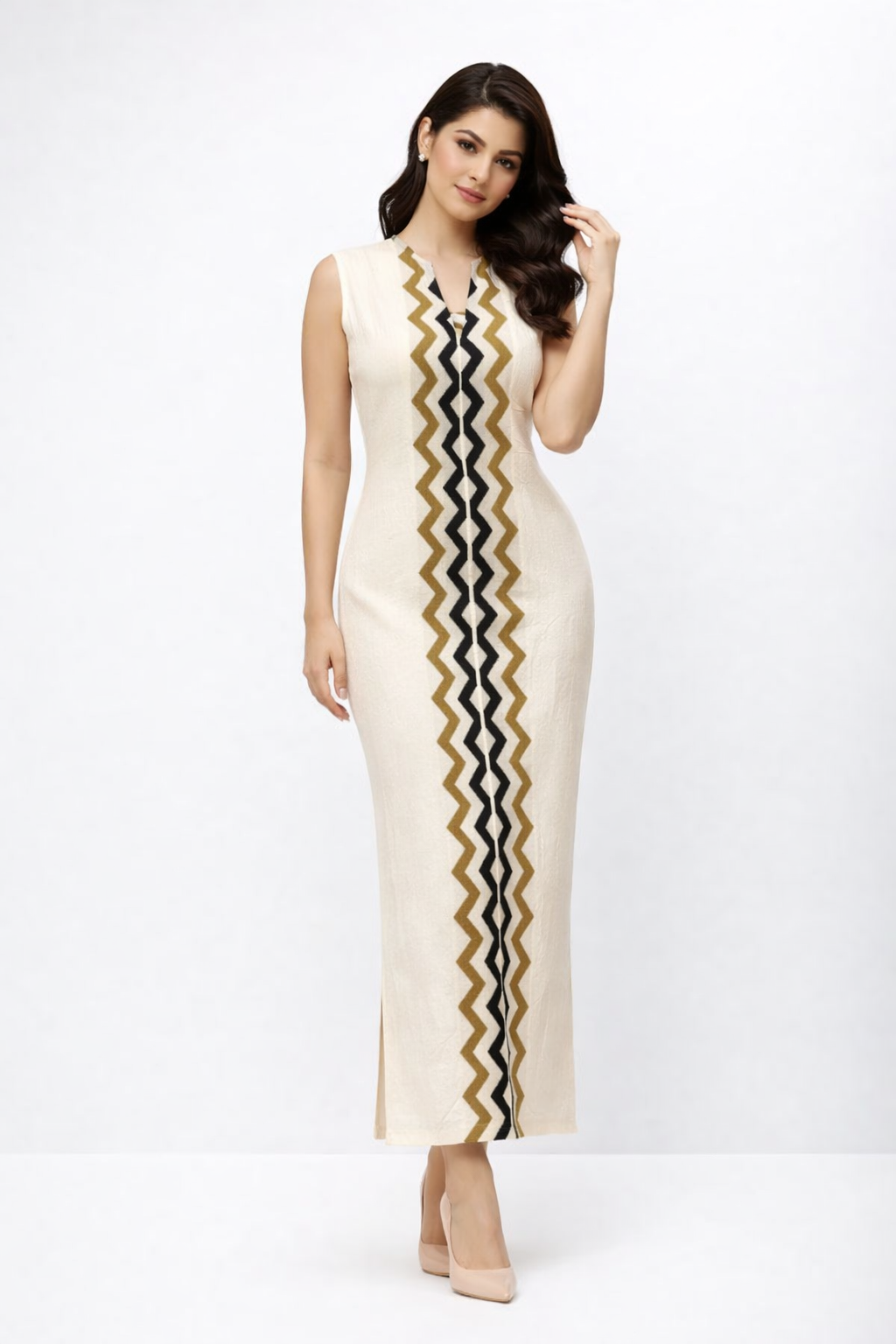 Striped Sleeveless Midi Dress