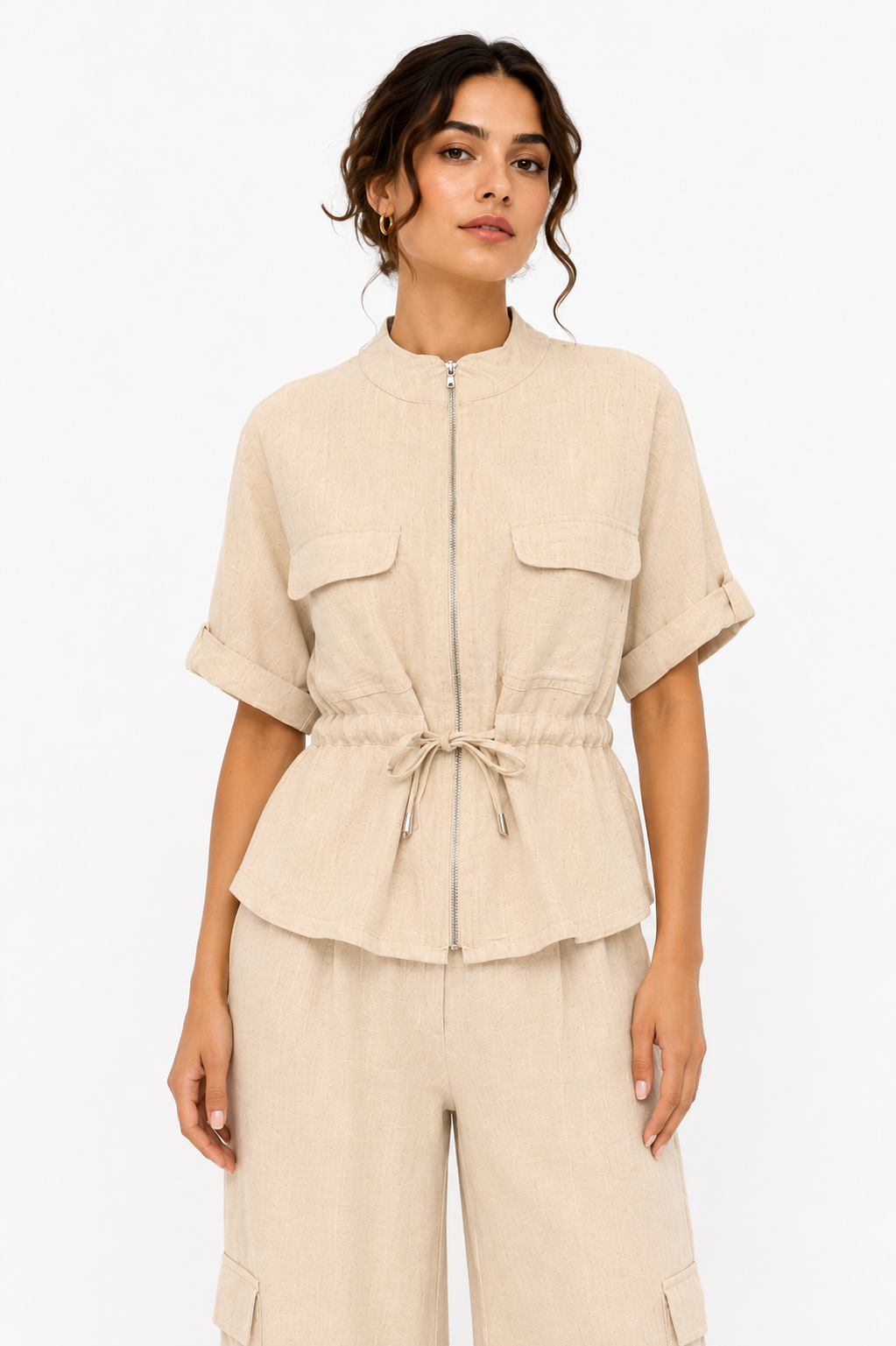 Short-Sleeved Top With Zipper