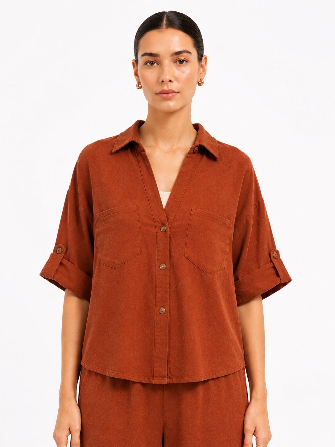 Plain Short-Sleeved Top