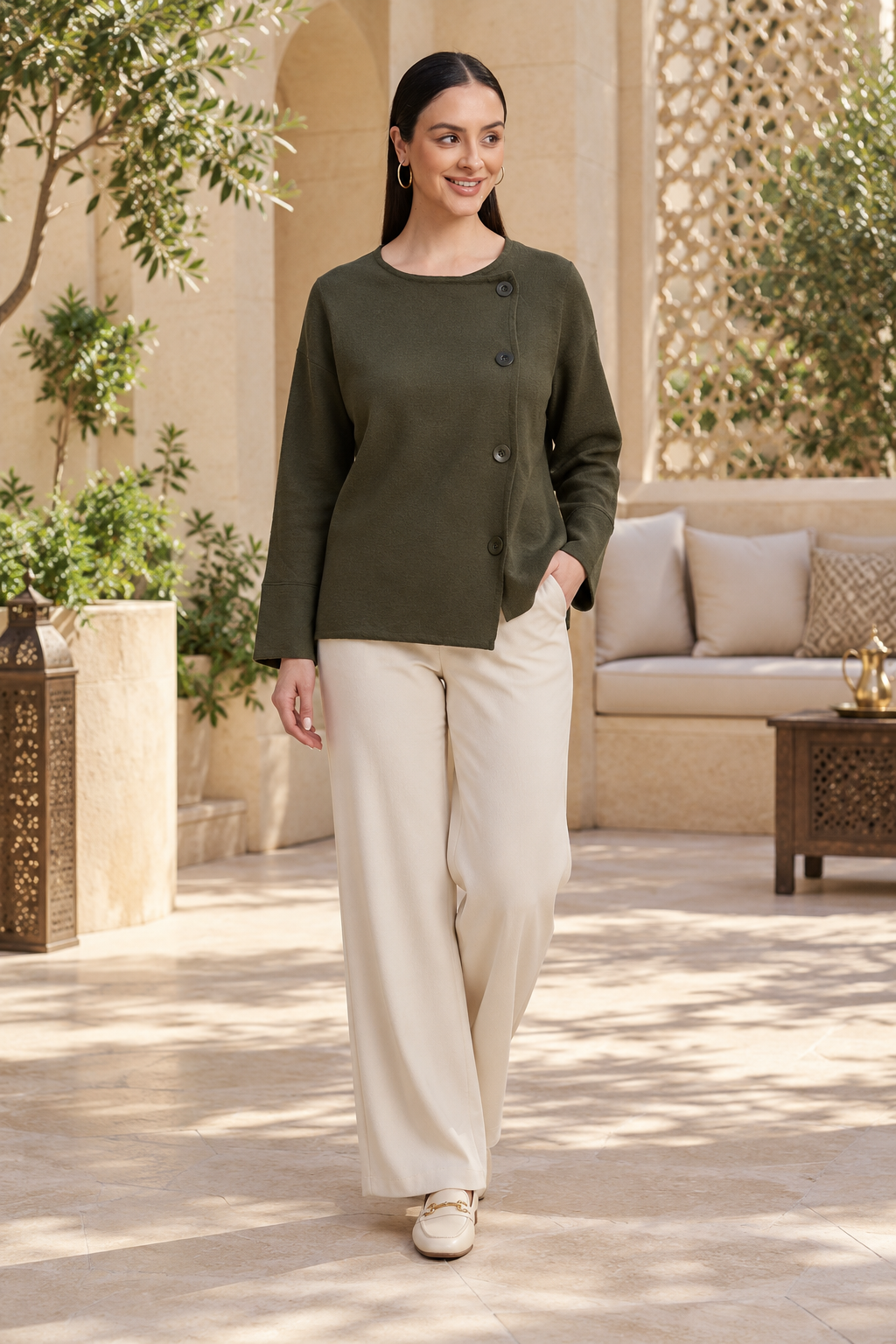 IYE836W264SP light-khaki jacket on Elvira, lifestyle