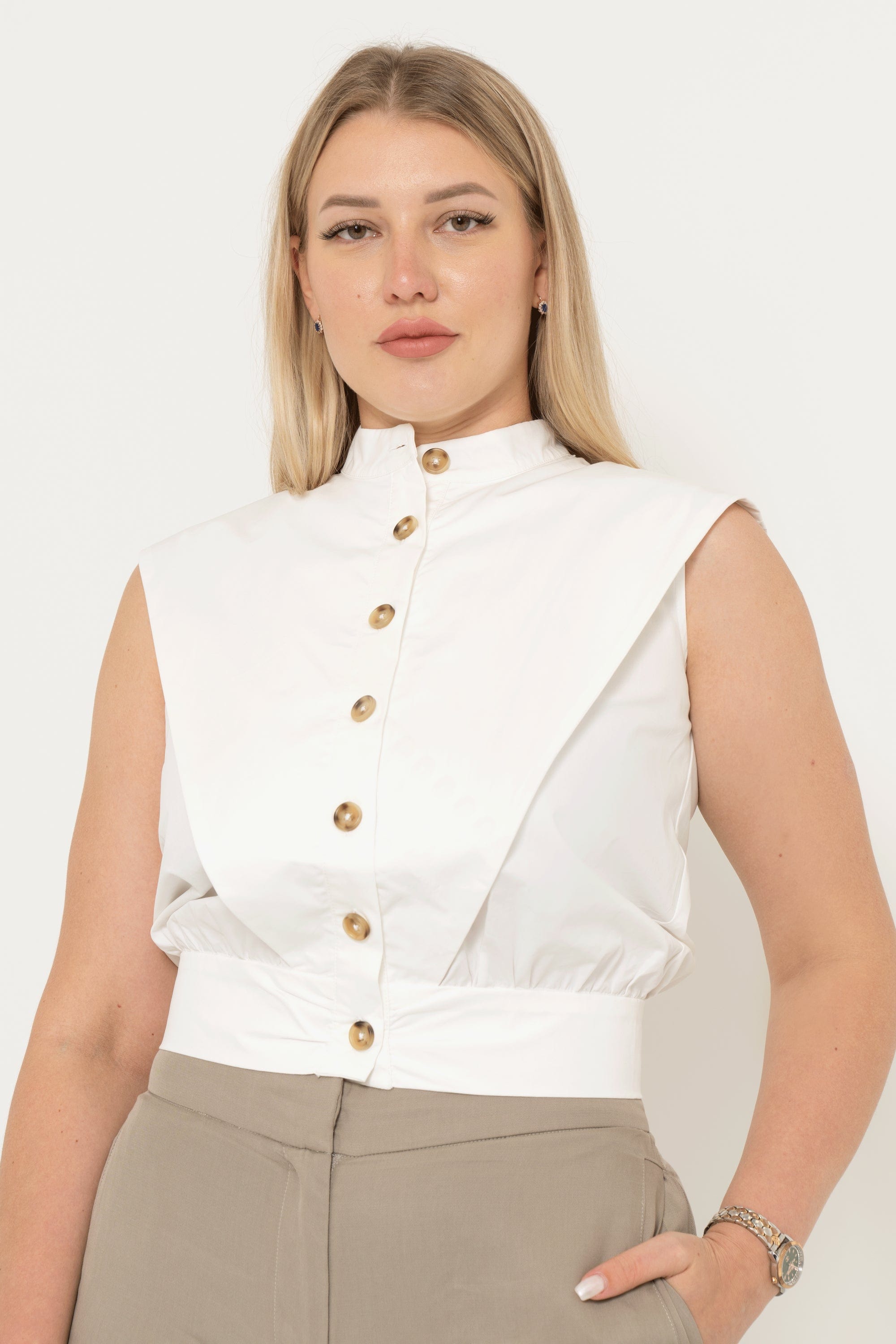 Short Front Button Blouse