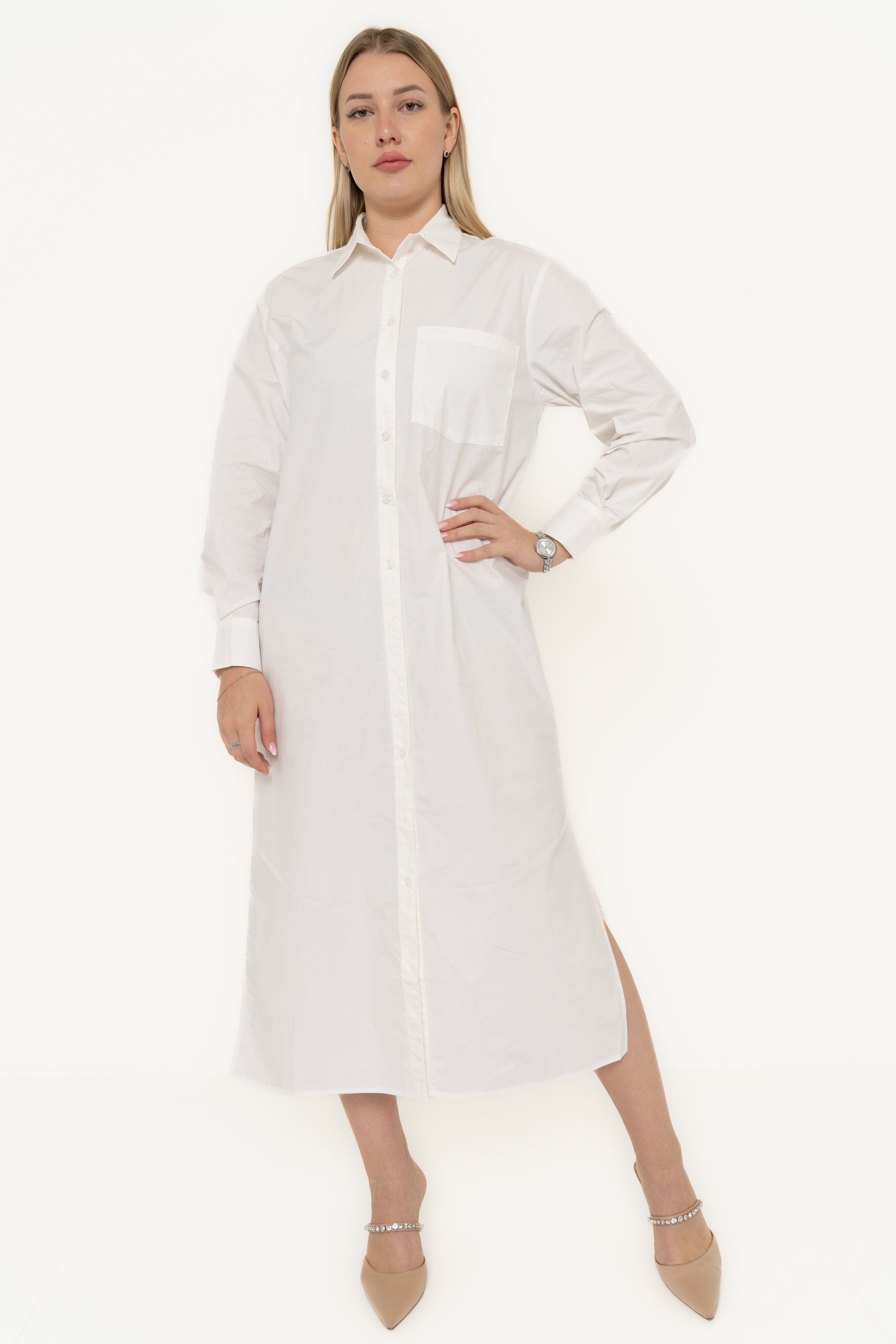 Yola Long Sleeve Dress with Side Neckline Opening