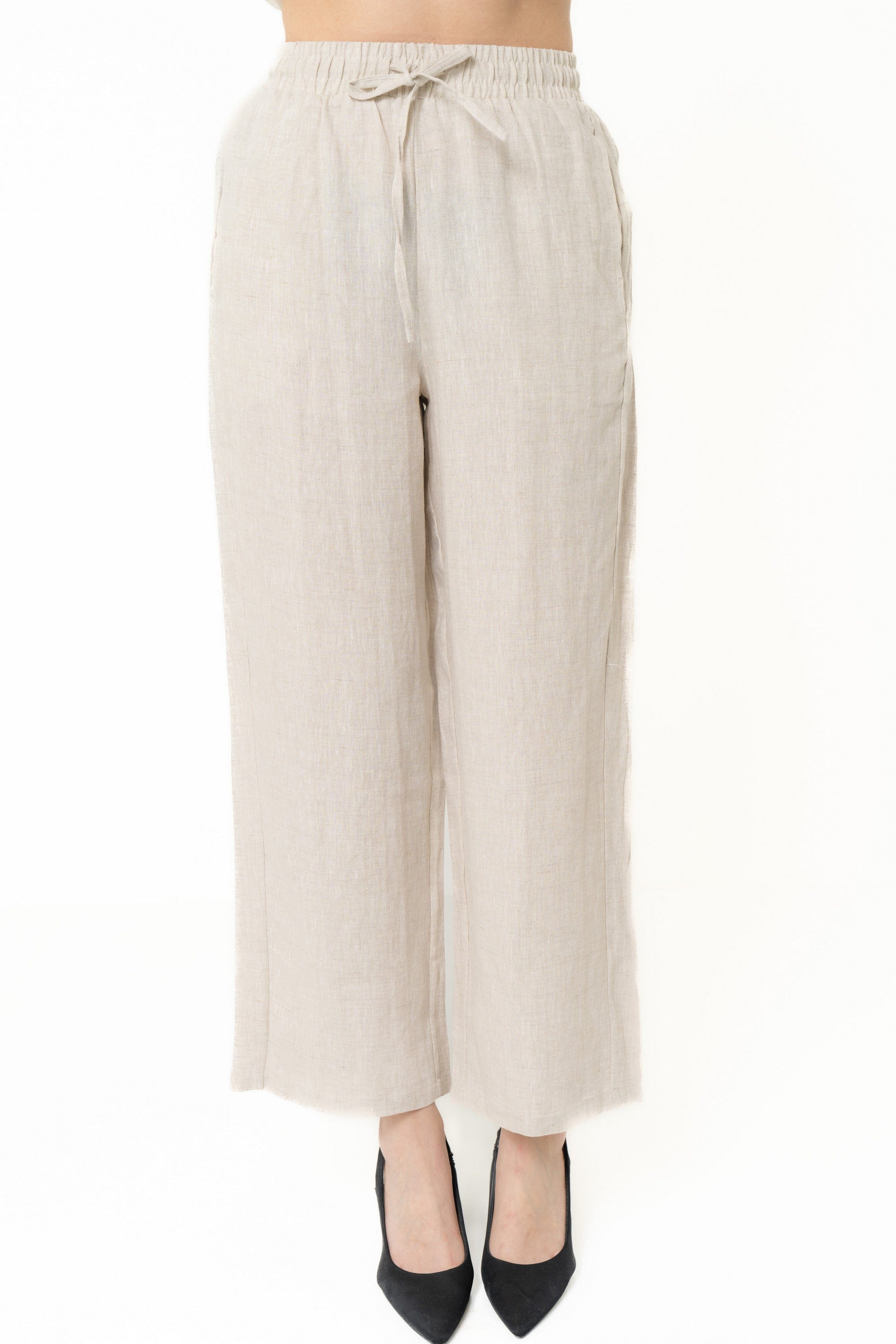 Long Loose Pants With High Waist And Bow