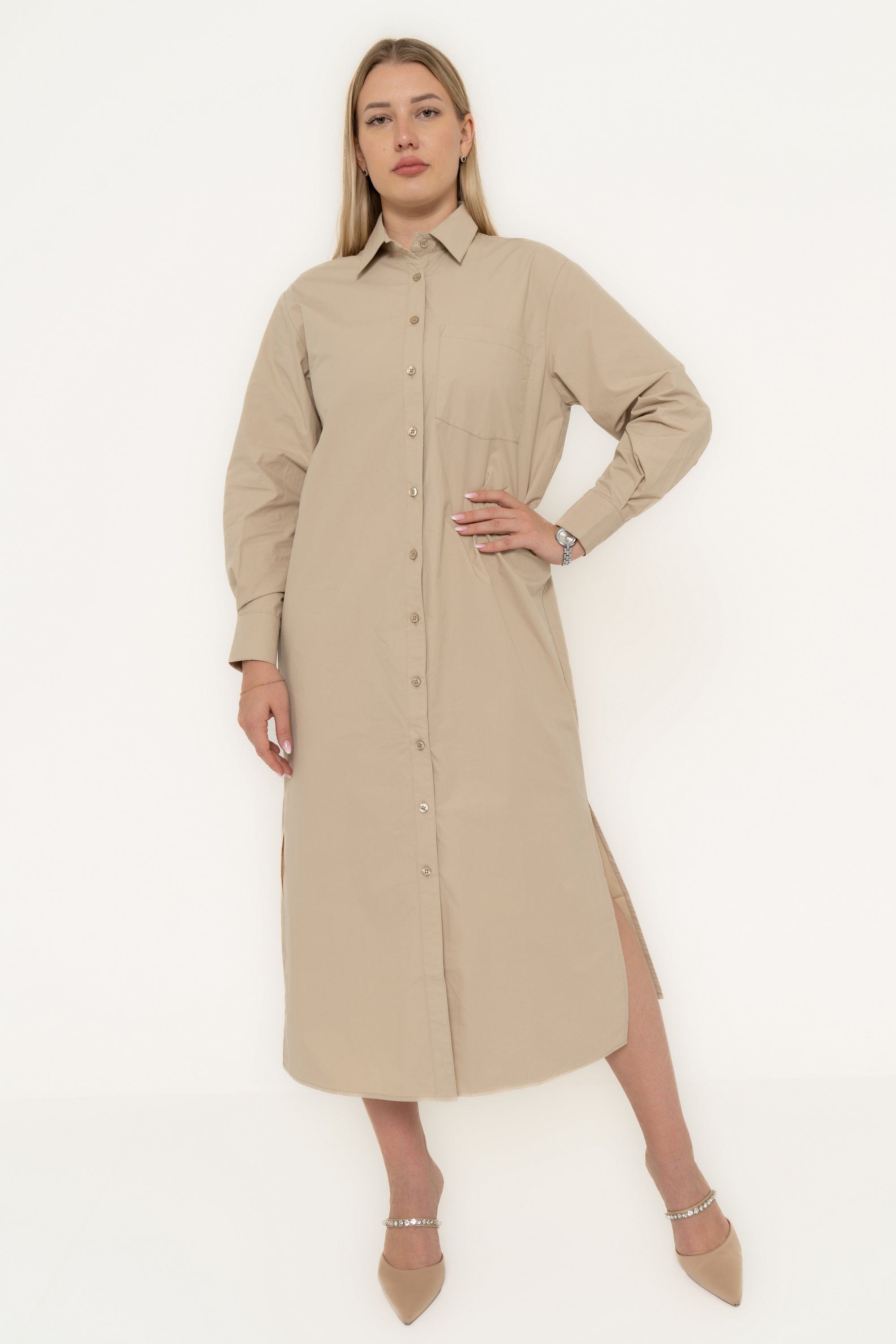 Yola Long Sleeve Dress with Side Neckline Opening
