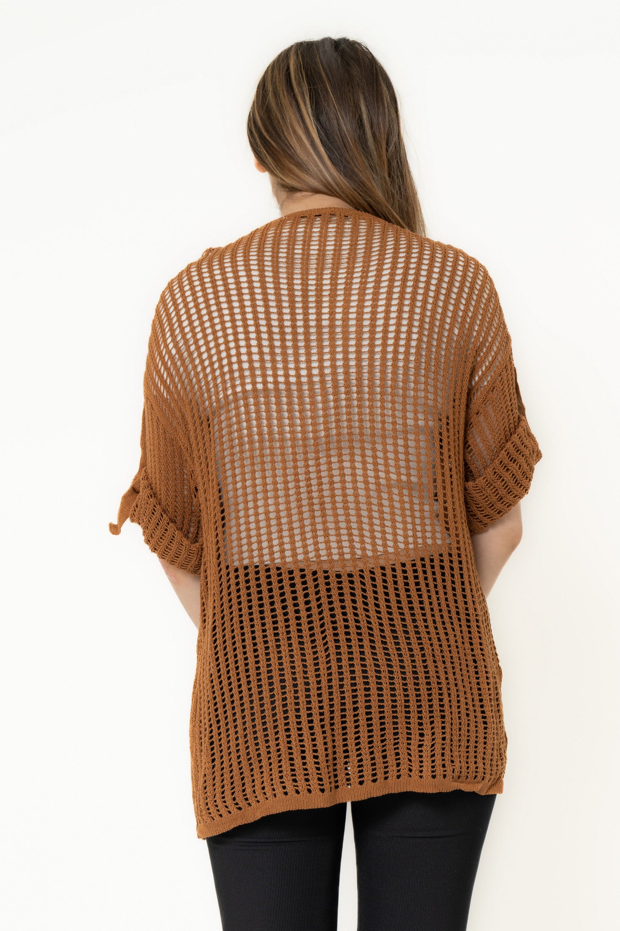 Short Sleeve Hollowed Blouse With Chest Pockets