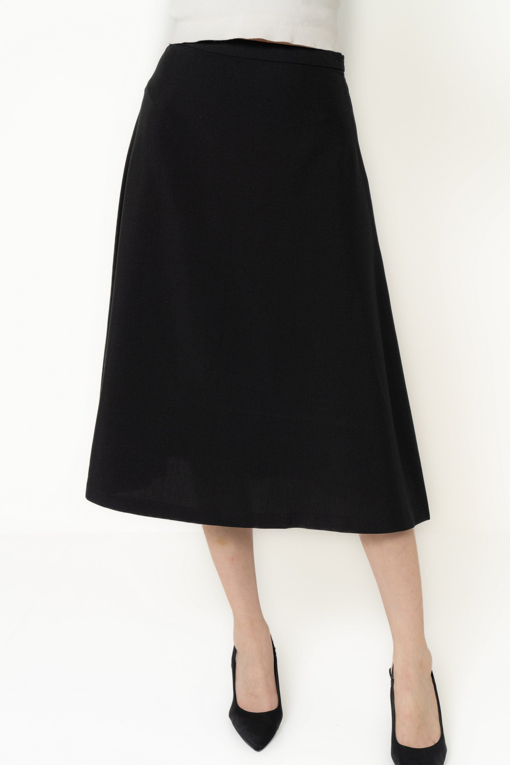 Plain Midi Skirt with Wide Cut