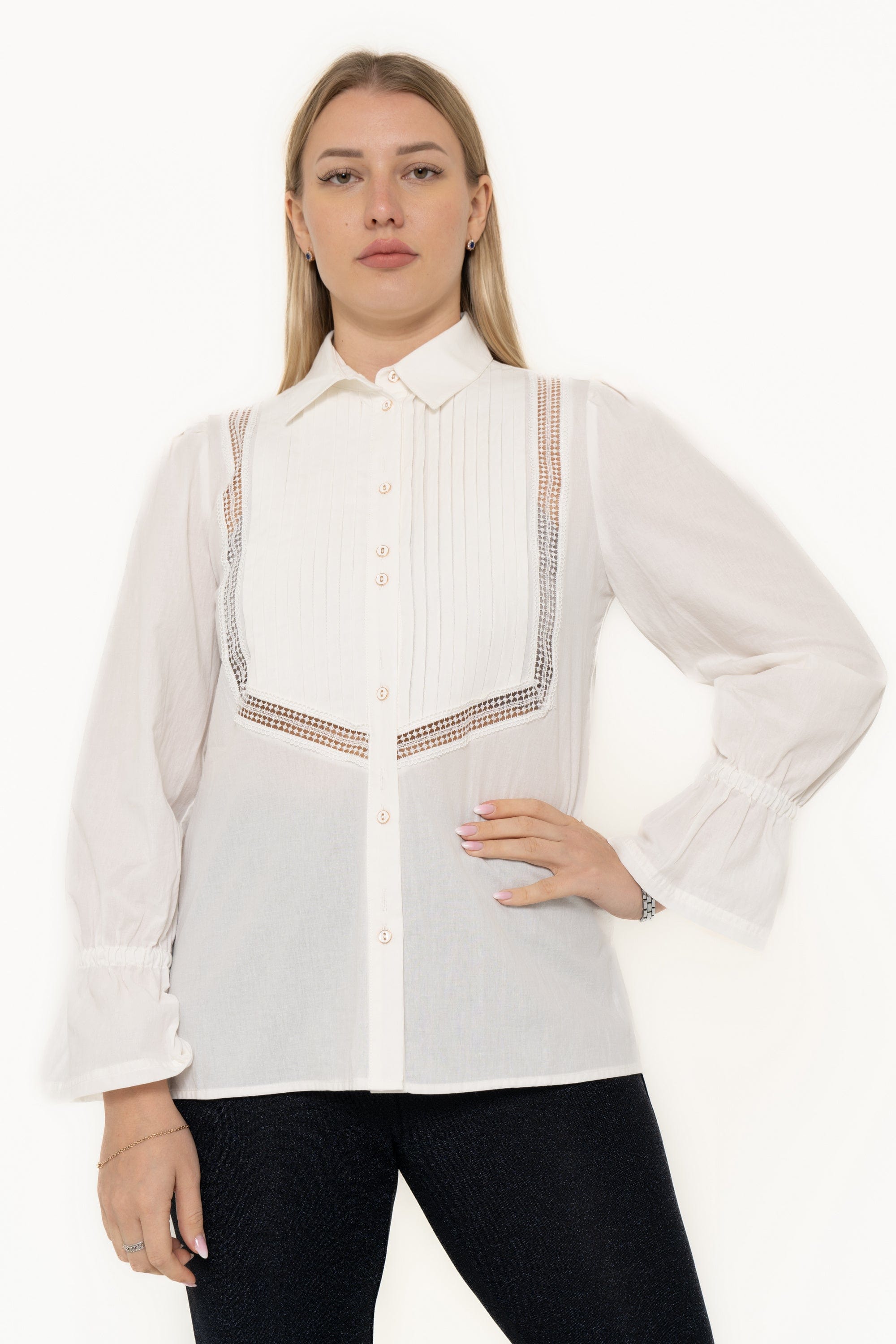 Long Sleeve Blouse With Front Buttons