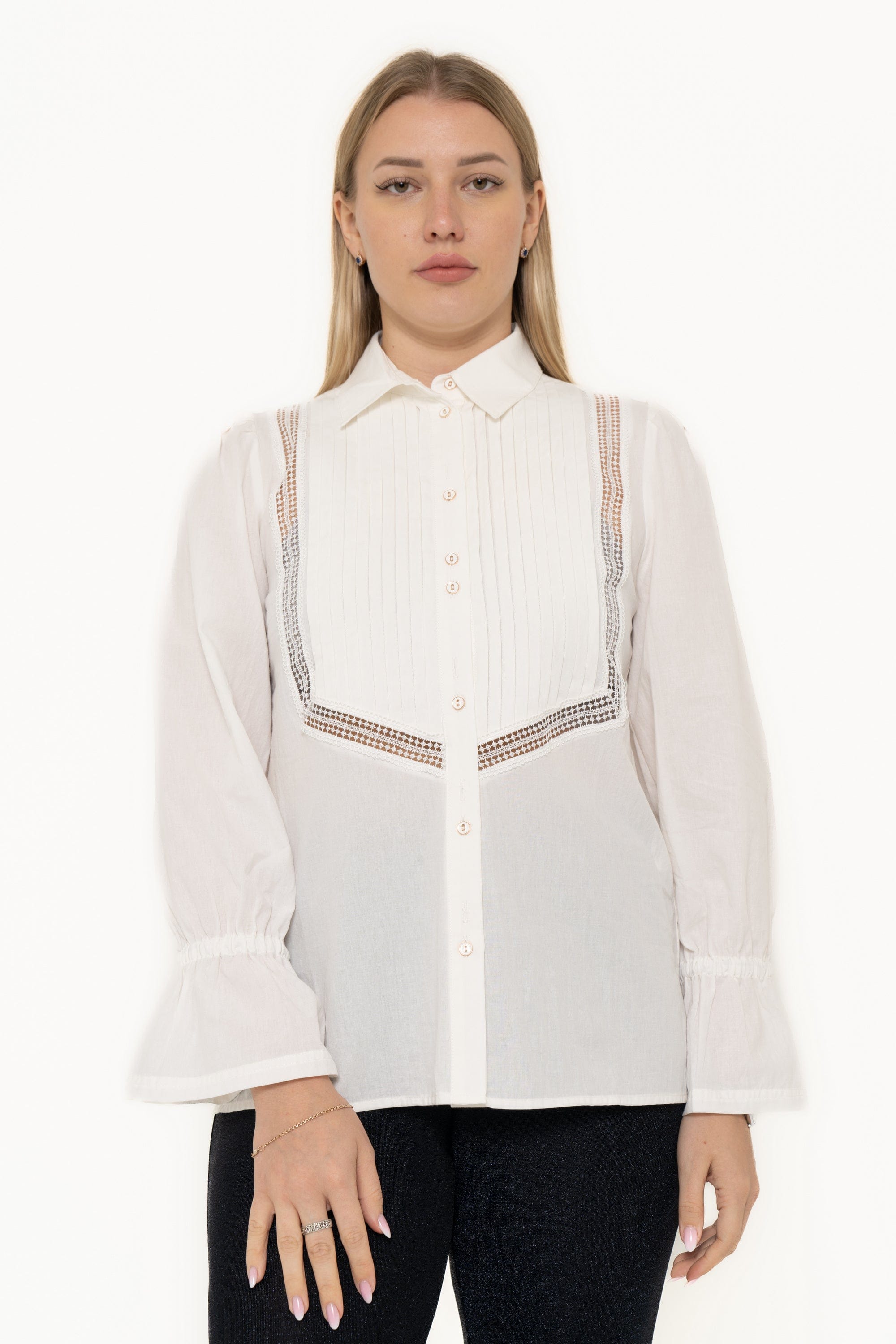 Long Sleeve Blouse With Front Buttons