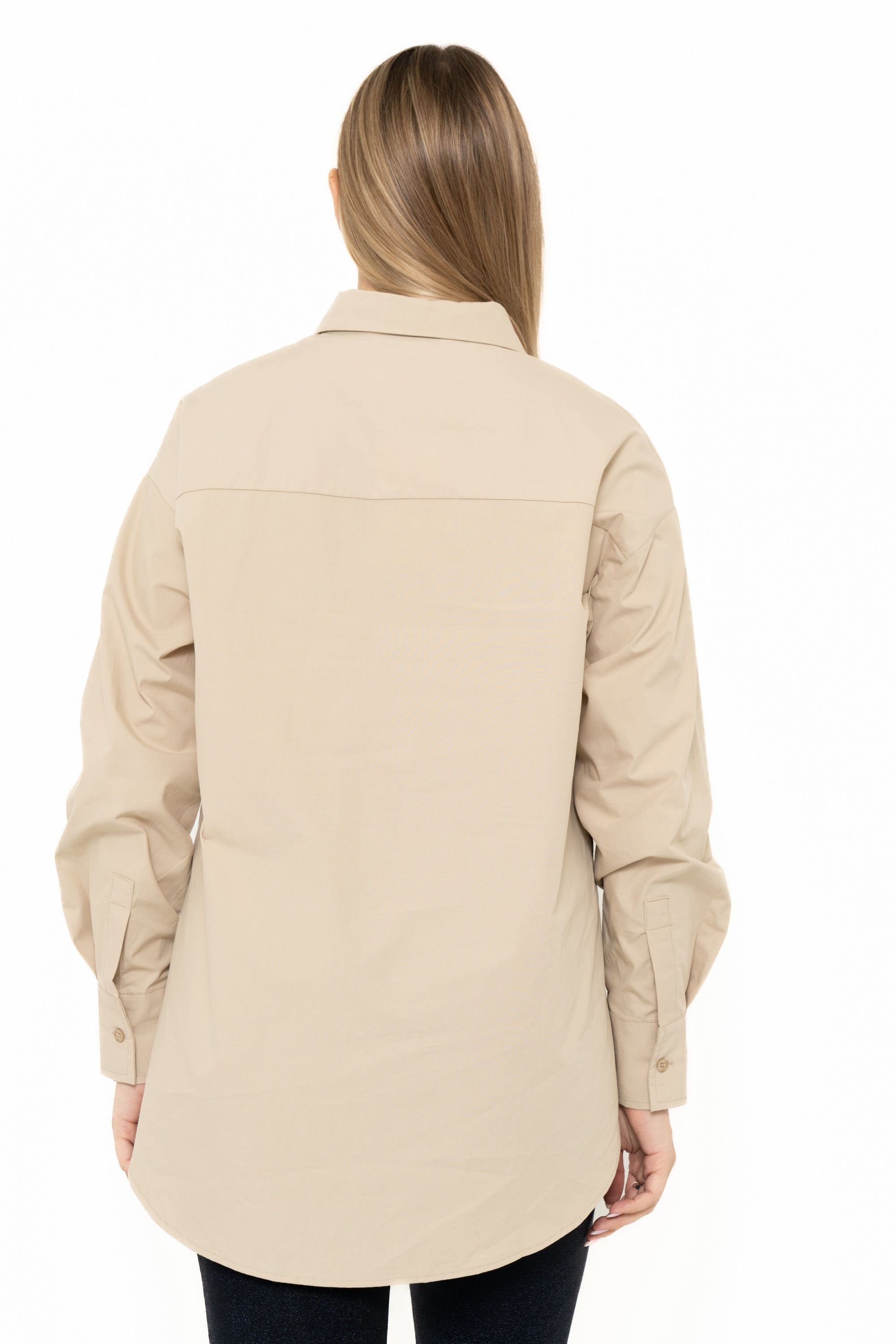 Yola Solid Color Blouse with Front Buttons, Long Sleeves