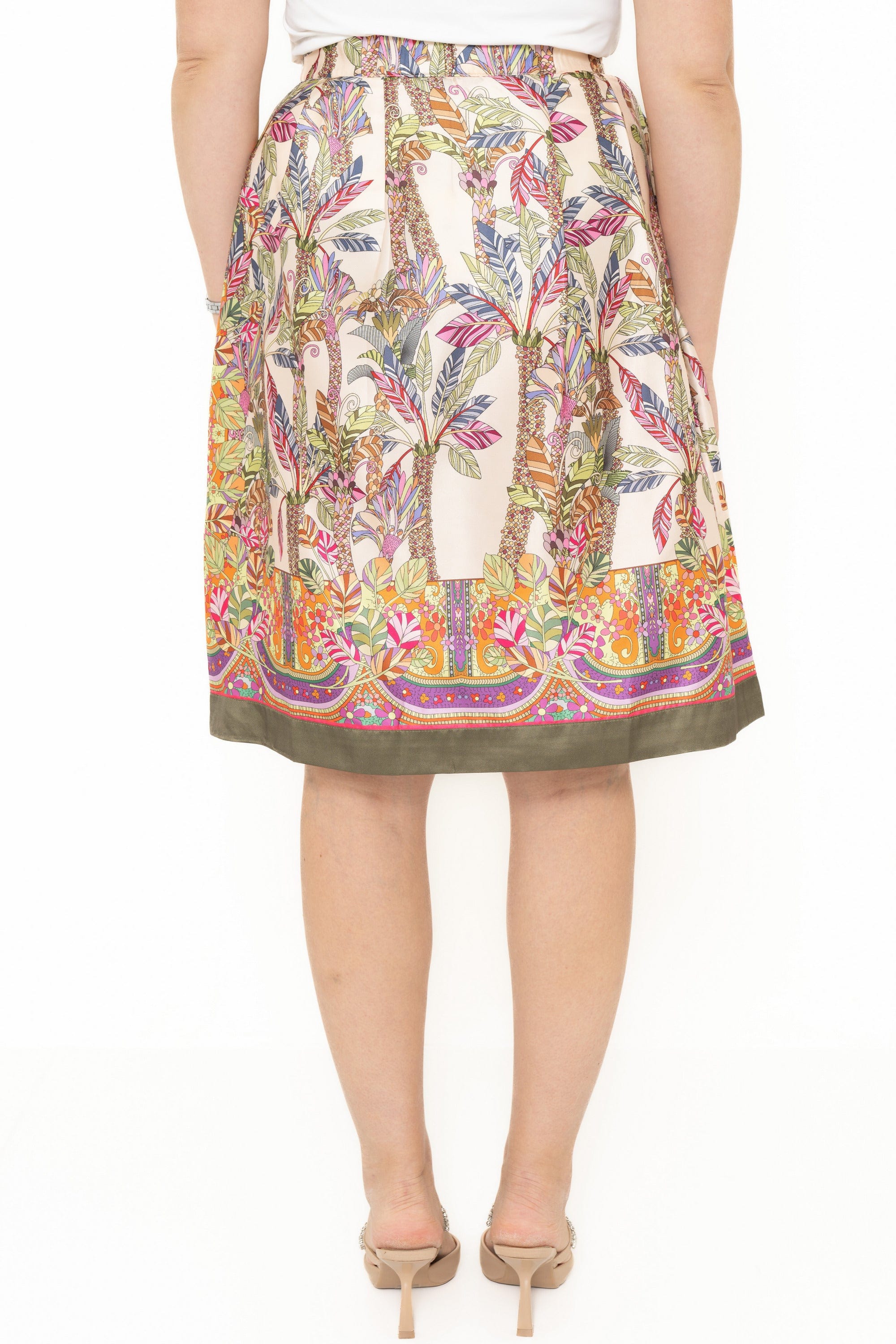 Knee-Length Printed Wrap Skirt