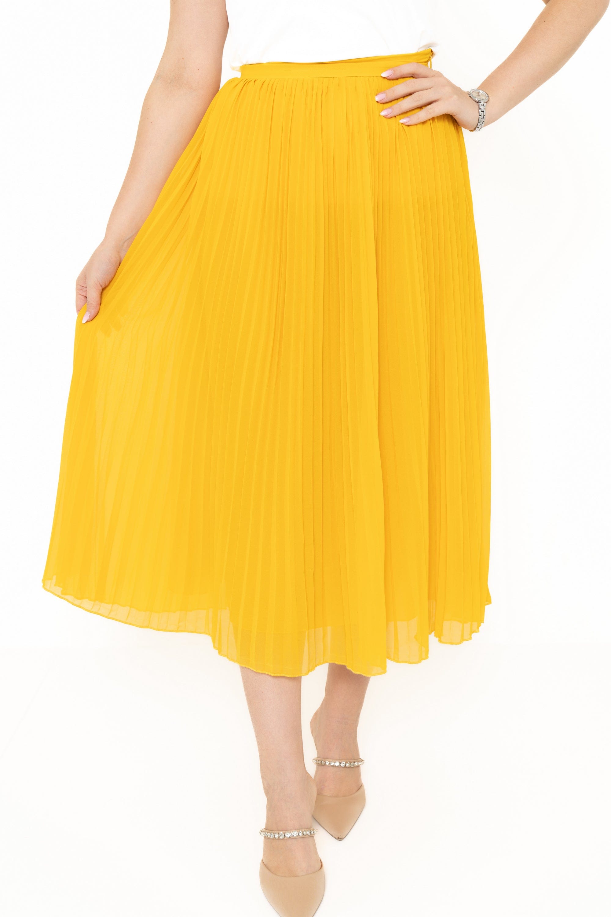 Chiffon Skirt With Ruffled Waistline