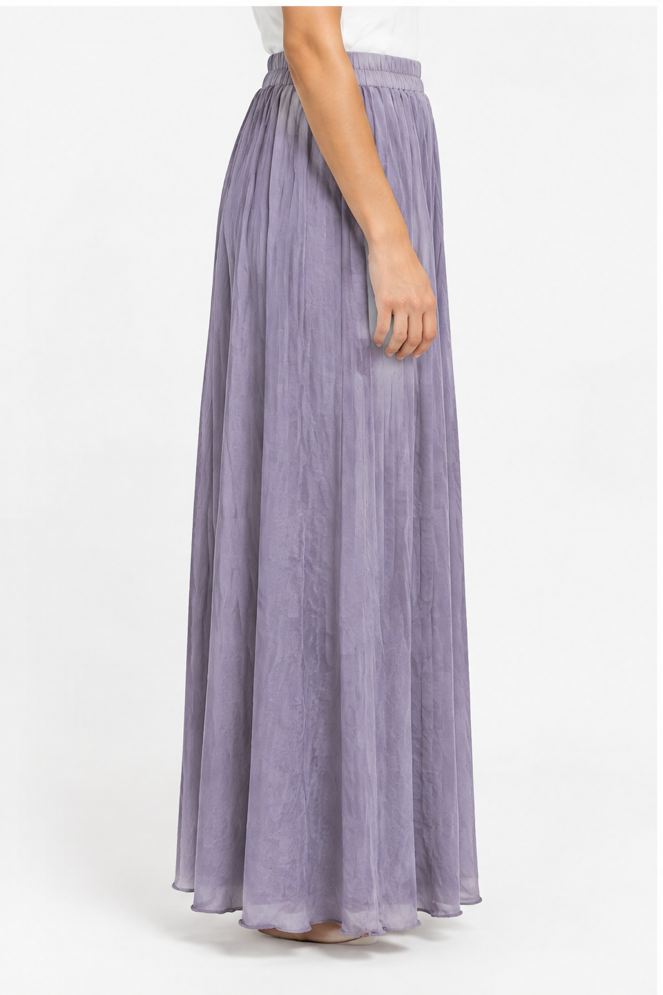 Loose-Fit Pleated Skirt with Elastic Waist