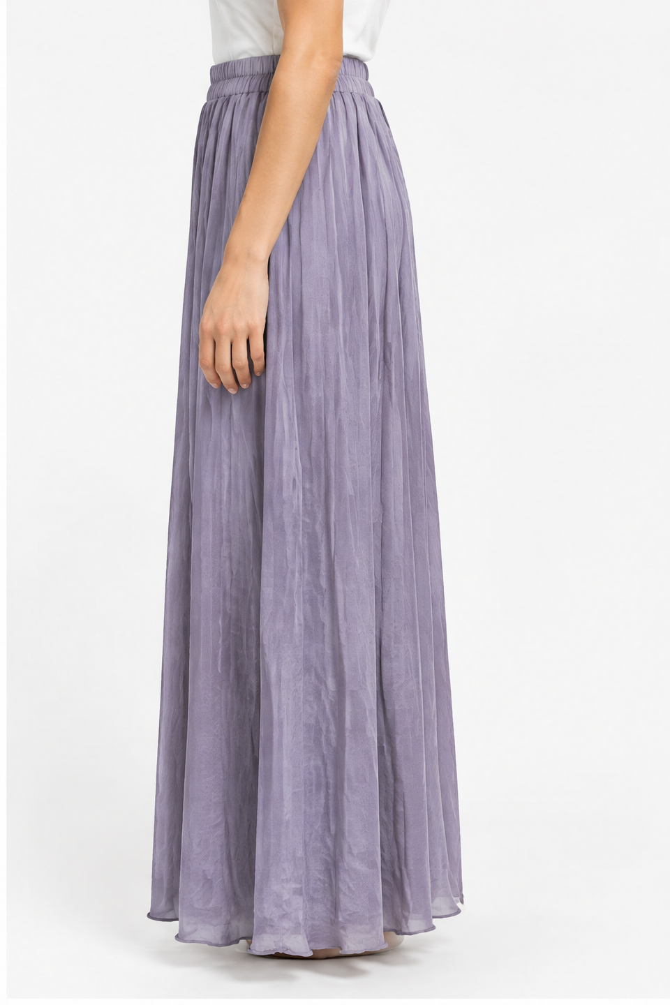 Loose-Fit Pleated Skirt with Elastic Waist