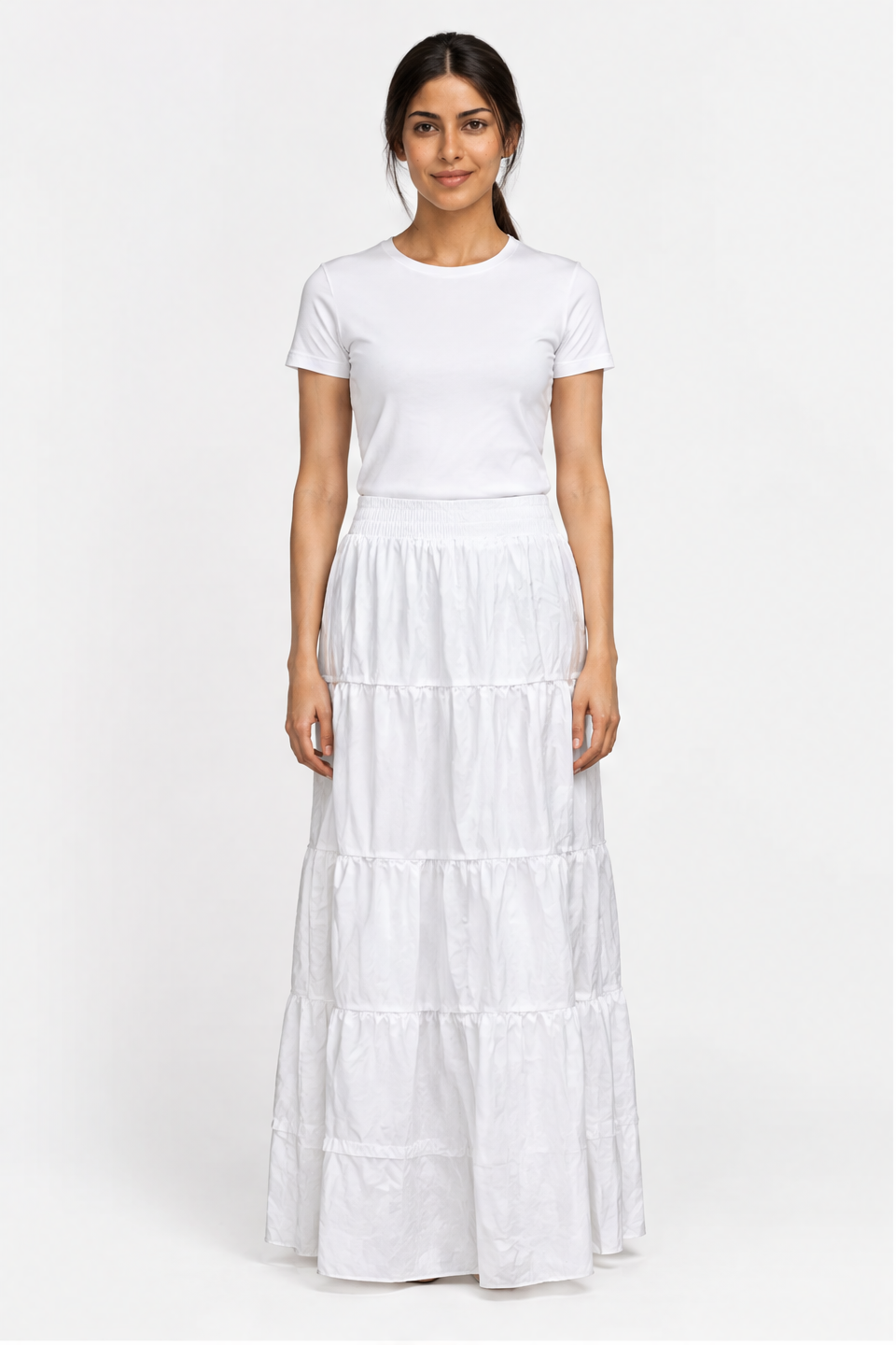 Tiered Ruffle Skirt with Elastic Waist