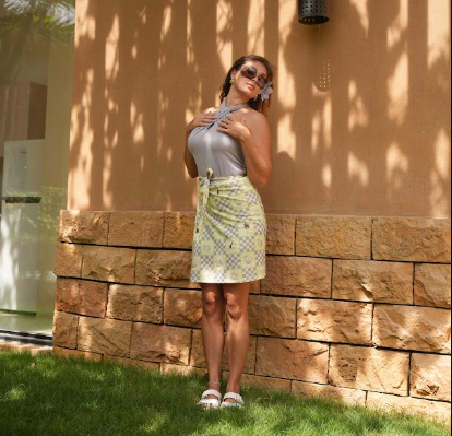 Printed Swimsuit Skirt With Tie