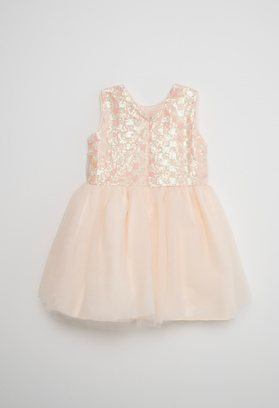 Girls Sleeveless Dress with Sequins and Chiffon Detail | Yola