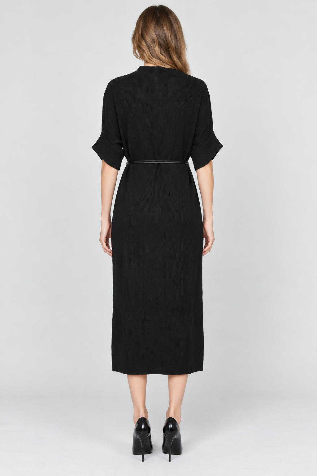 Back view - black midi dress - Natalie
